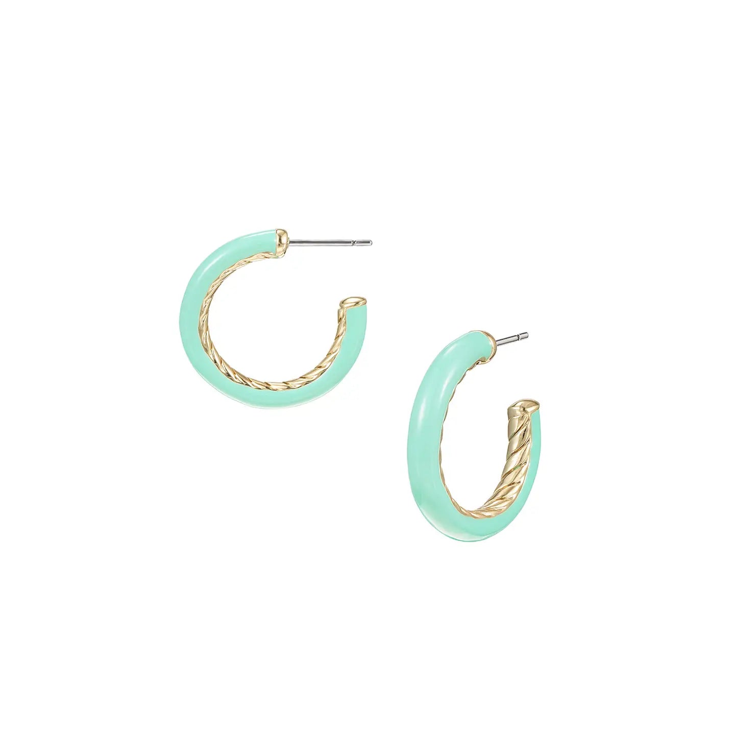 Natalie Wood - Eclipse Hoop Earrings in Mint Enamel-110 Jewelry & Hair-Natalie Wood-July & June Women's Fashion Boutique Located in San Antonio, Texas