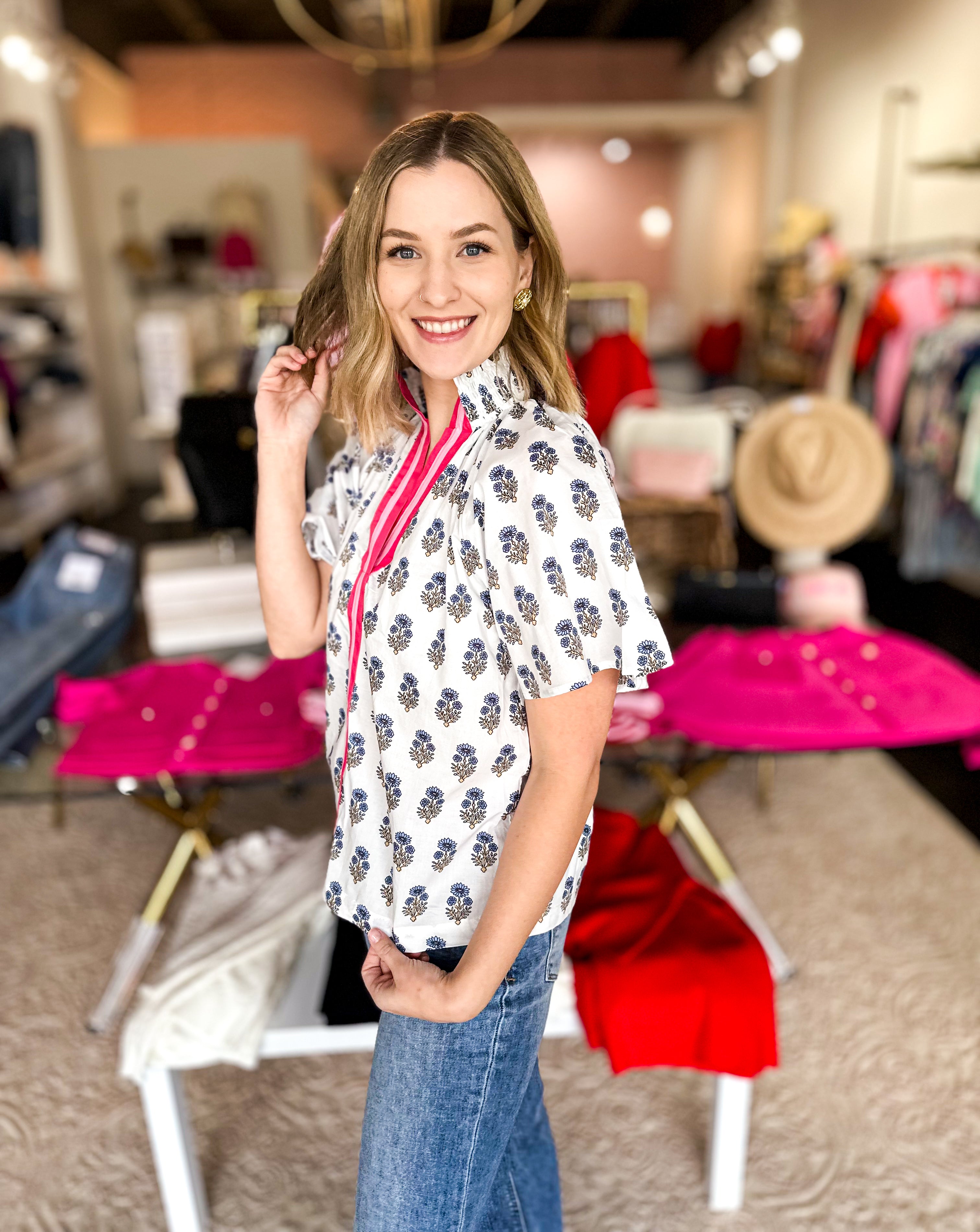 THML- The Evie Floral Blouse-200 Fashion Blouses-THML-July & June Women's Fashion Boutique Located in San Antonio, Texas