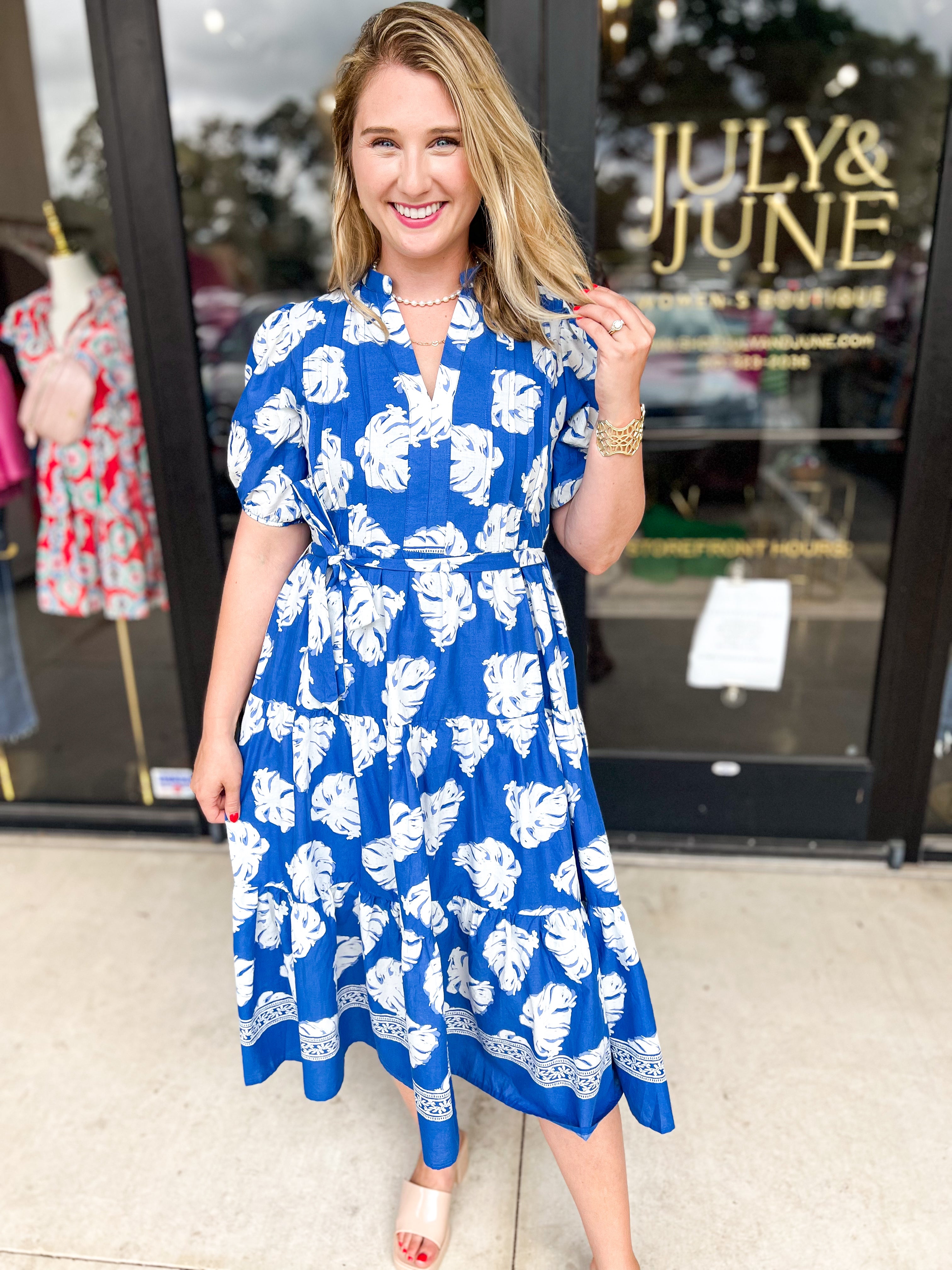 Miami Blue Midi Dress-500 Midi-PINCH-July & June Women's Fashion Boutique Located in San Antonio, Texas