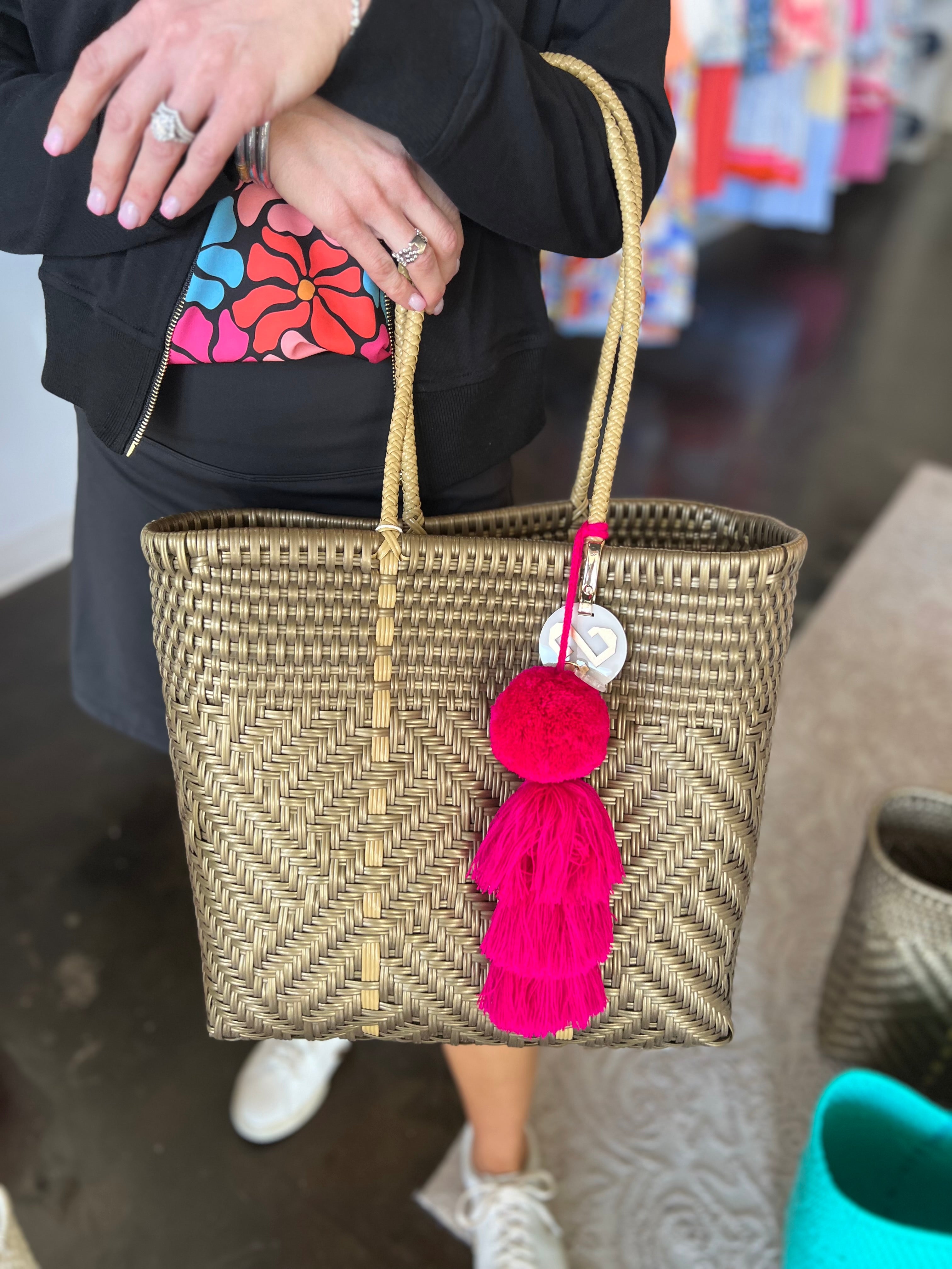 Maria Victoria - Glimmer Golden Tote Bag Medium-130 Accessories-MARIA VICTORIA-July & June Women's Fashion Boutique Located in San Antonio, Texas