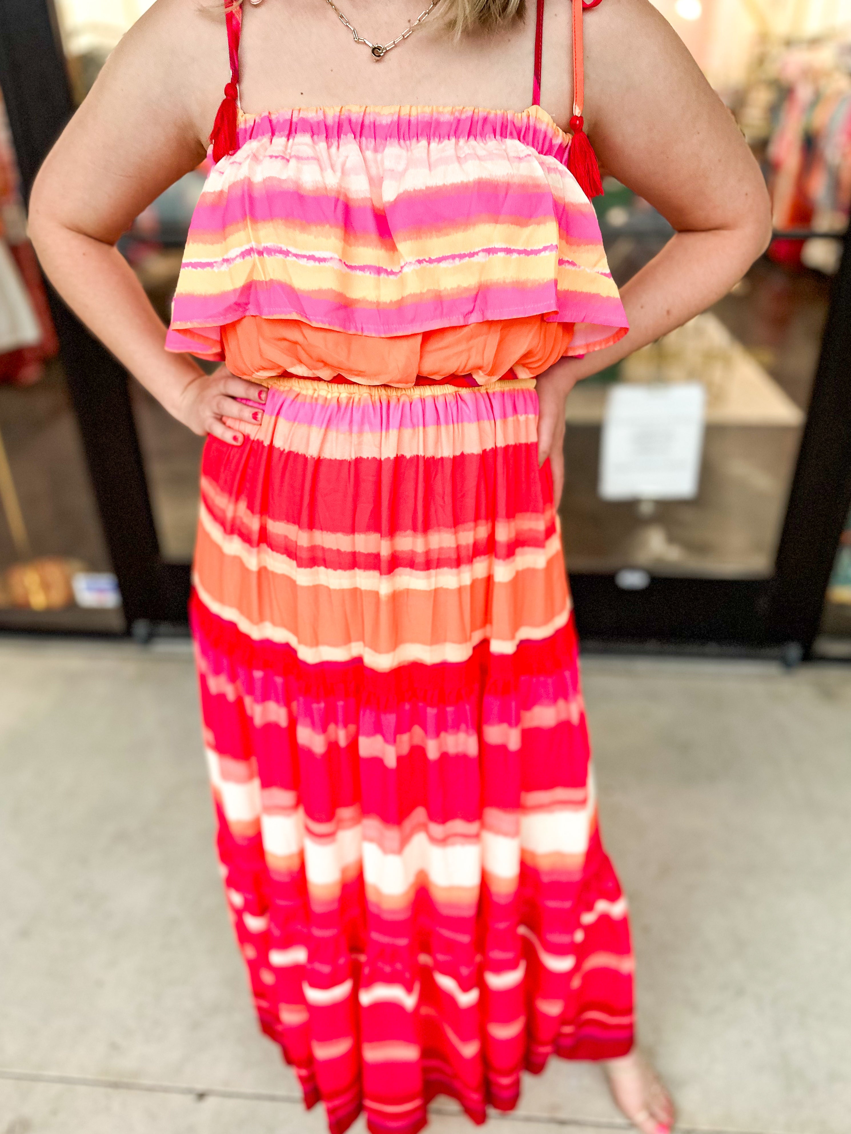 Sunrise Midi Dress-500 Midi-FLYING TOMATO-July & June Women's Fashion Boutique Located in San Antonio, Texas