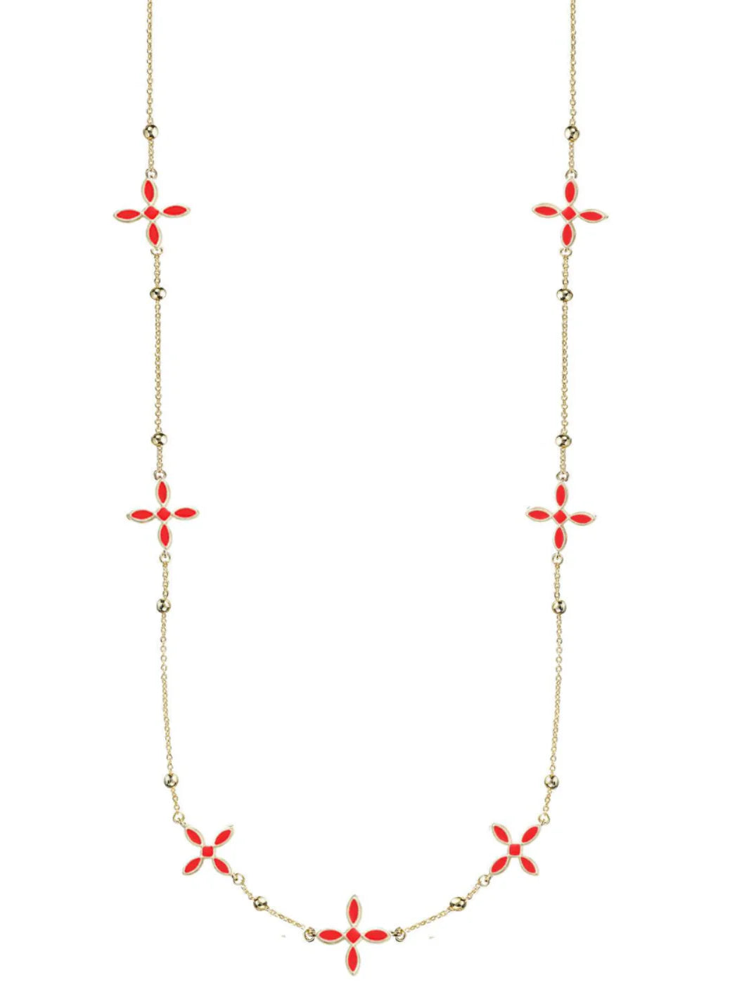 Natalie Wood - Enamel Cross Station Necklace Red-120 Jewelry & Hair-Natalie Wood-July & June Women's Fashion Boutique Located in San Antonio, Texas