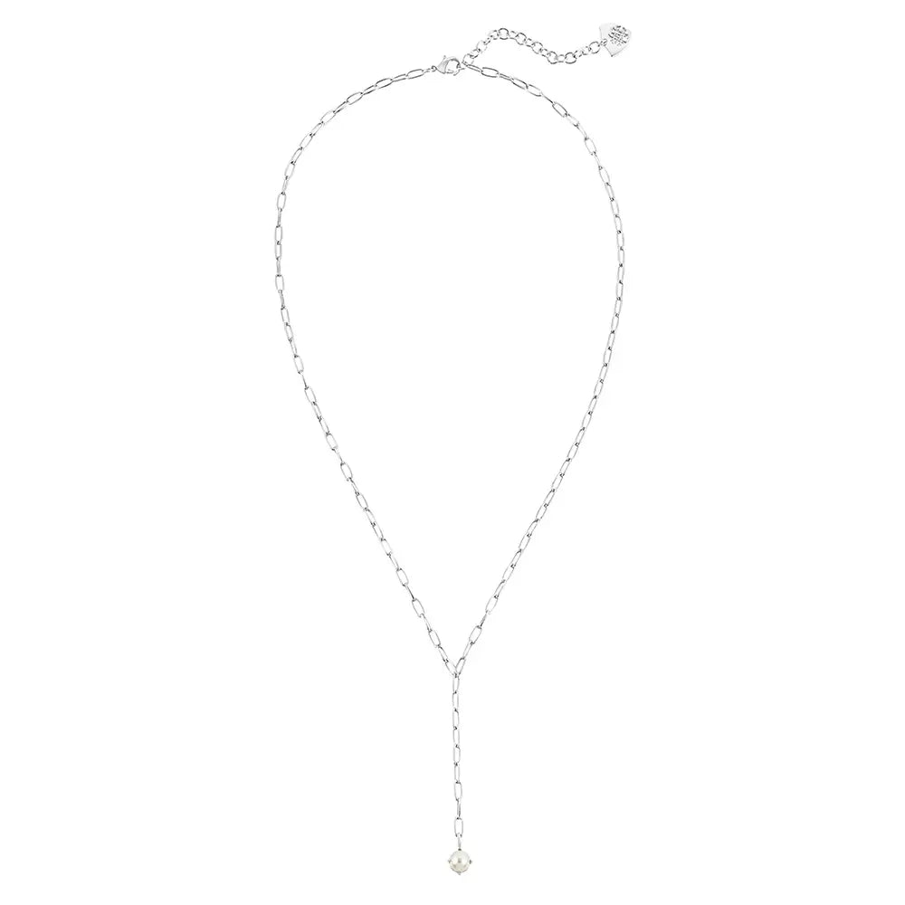 Natalie Wood - Shine Bright Pearl Lariat Necklace in Silver-110 Jewelry & Hair-Natalie Wood-July & June Women's Fashion Boutique Located in San Antonio, Texas