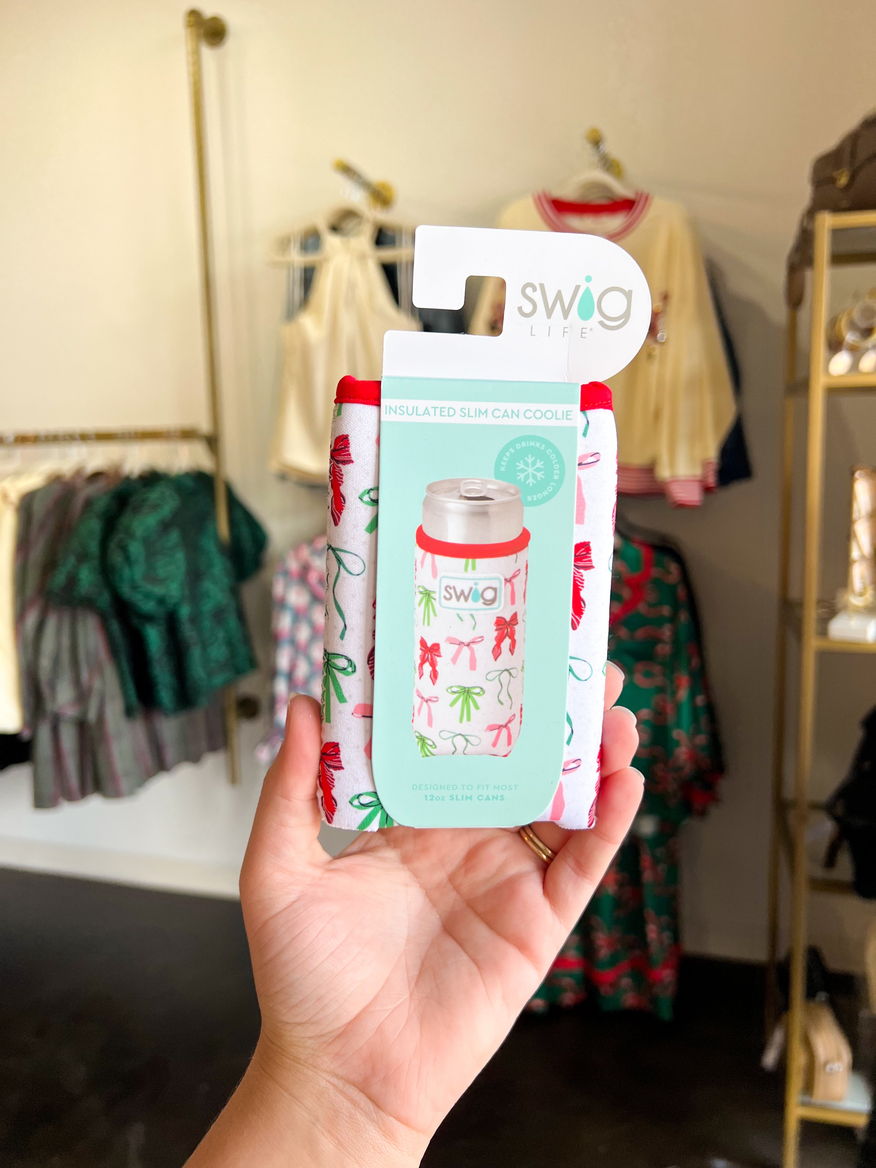 SWIG - Ribbons and Bows Slim Can Coolie-140 Gifts + Home-SWIG-July & June Women's Fashion Boutique Located in San Antonio, Texas