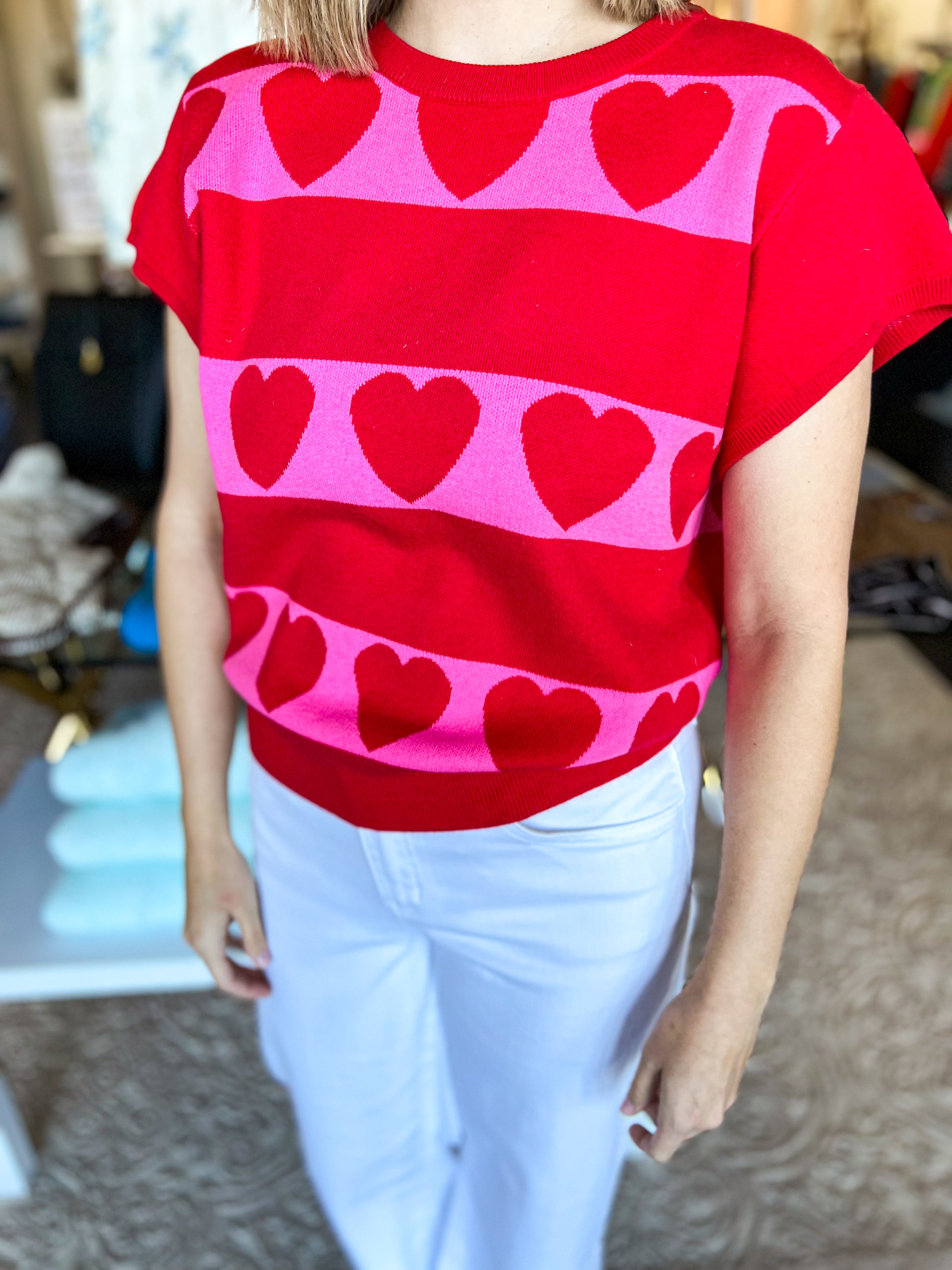 THML - Heart Sweater Top-230 Sweaters/Cardis-THML-July & June Women's Fashion Boutique Located in San Antonio, Texas