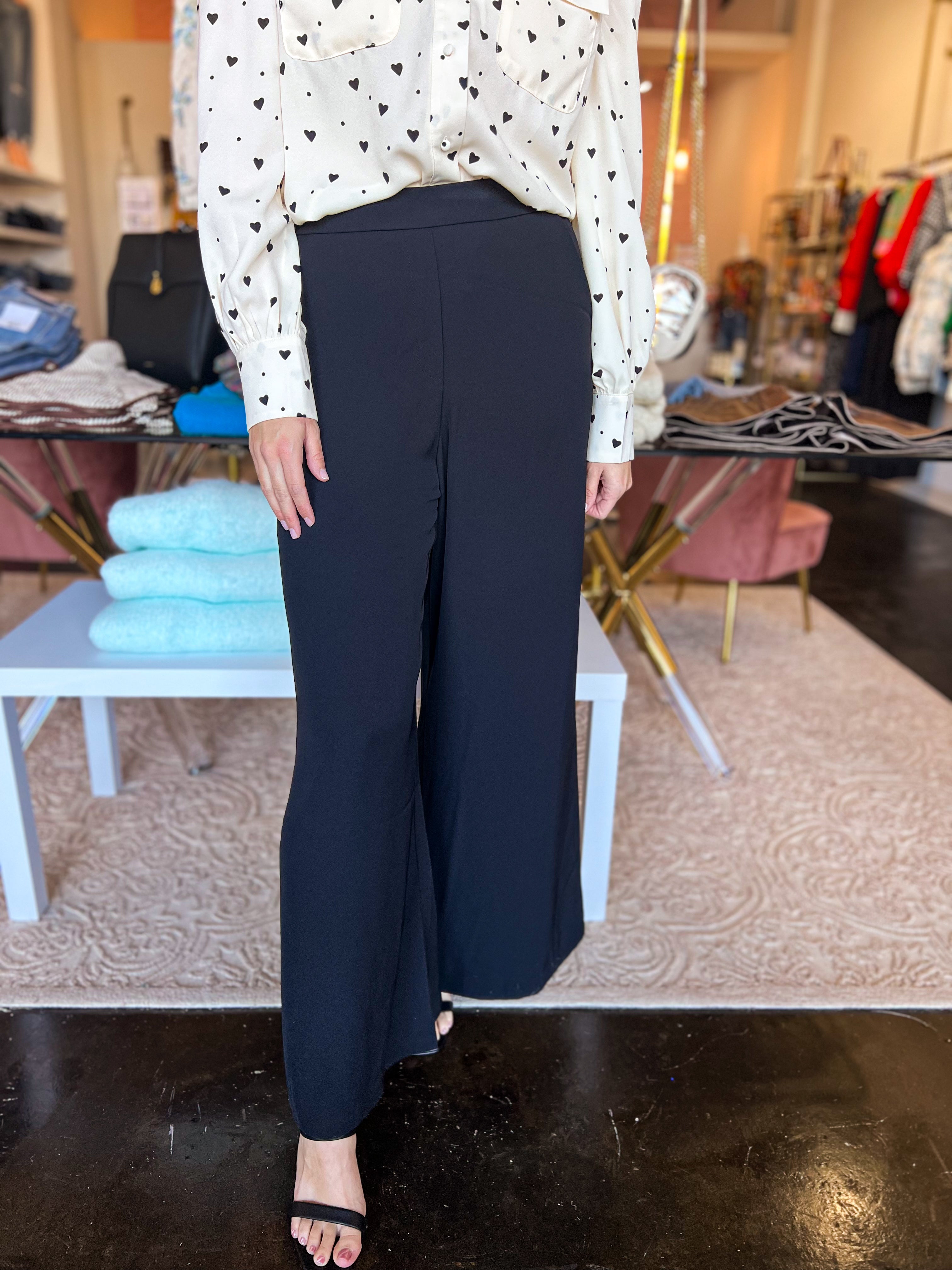 Wide Leg Dress Pants - Black-400 Pants-DRESS FORUM-July & June Women's Fashion Boutique Located in San Antonio, Texas