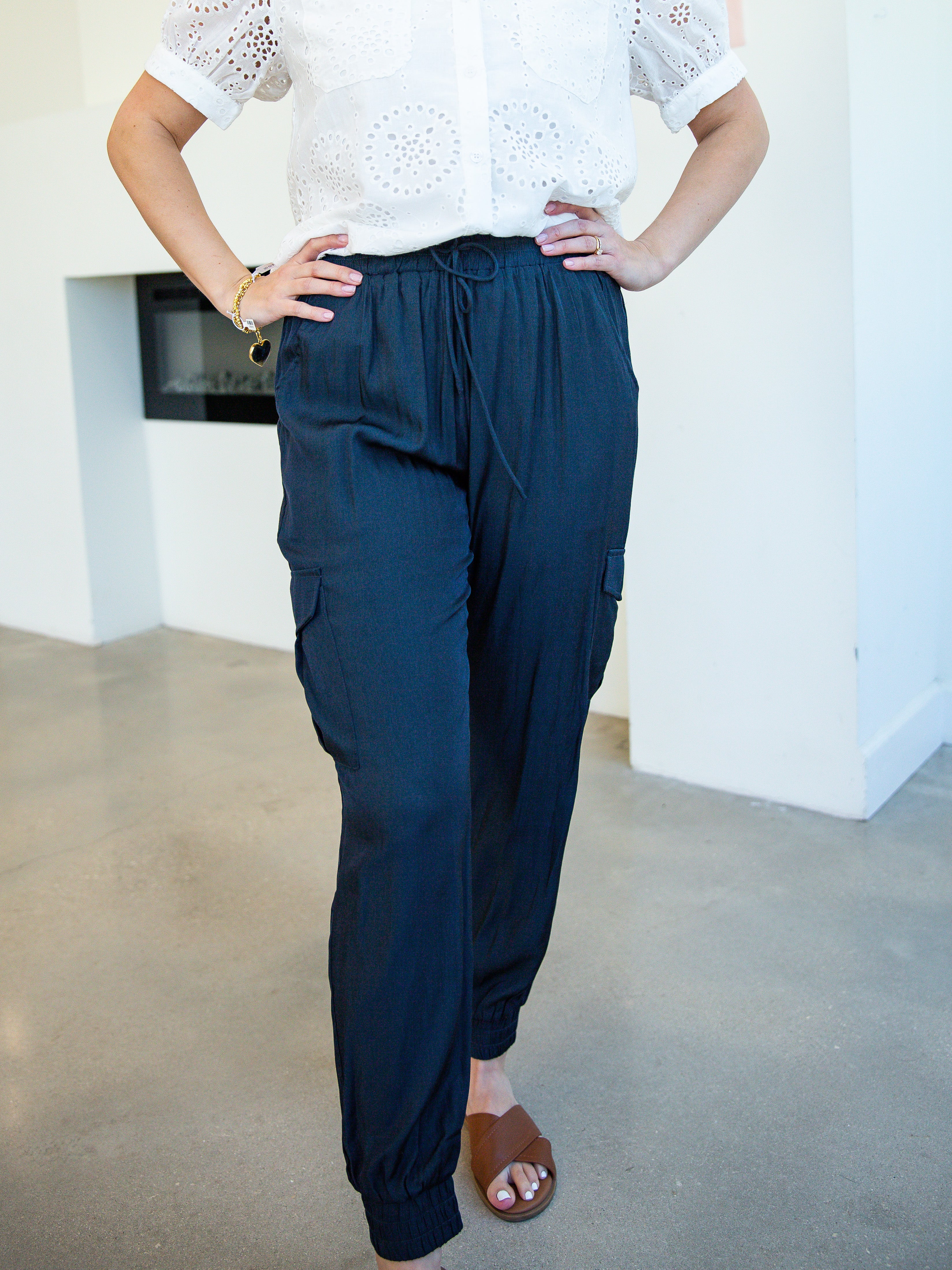 Navy Joggers-400 Pants-PINCH-July & June Women's Fashion Boutique Located in San Antonio, Texas