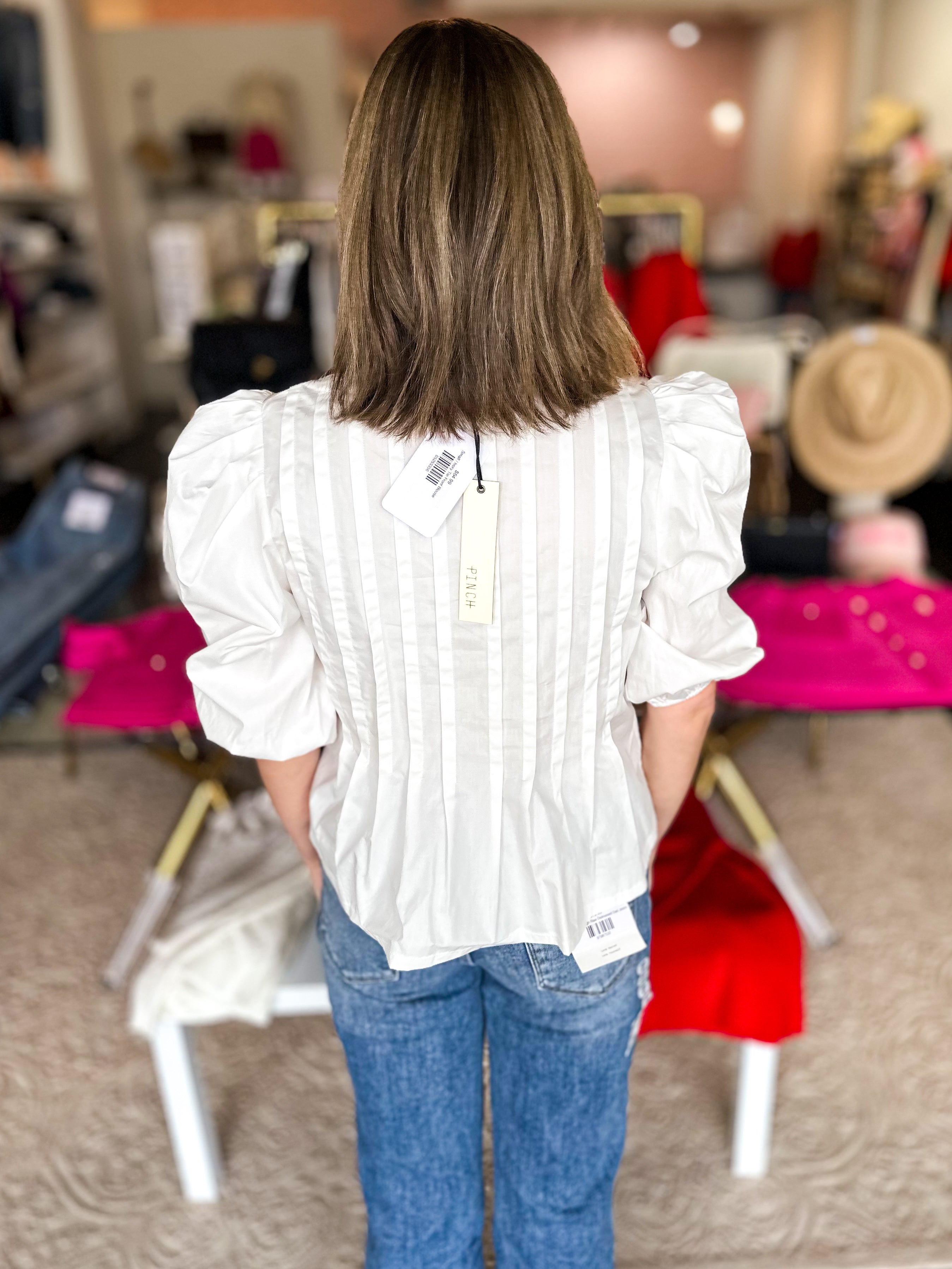 Ivory Tie Front Blouse-200 Fashion Blouses-PINCH-July & June Women's Fashion Boutique Located in San Antonio, Texas