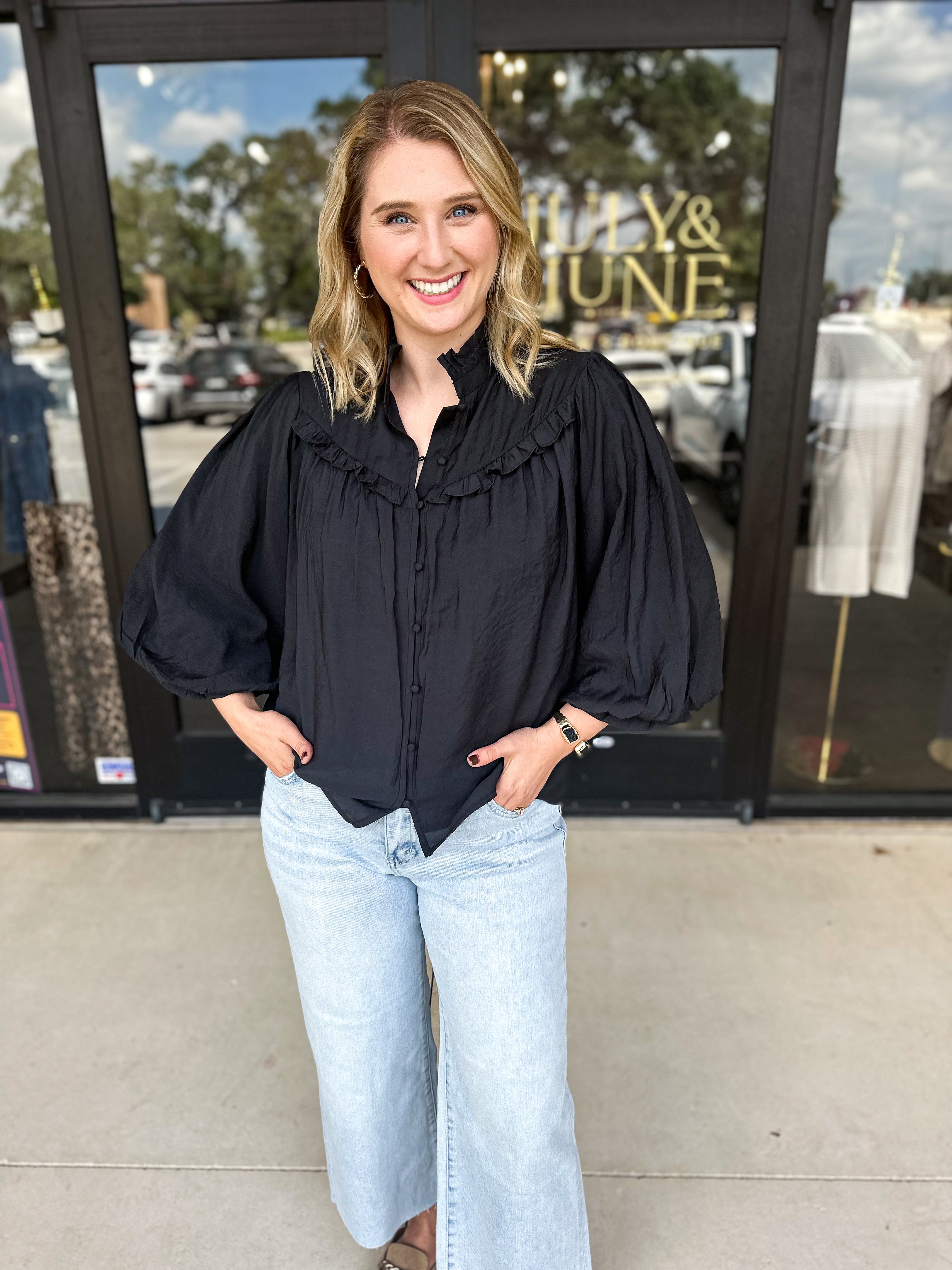 The Camille Blouse - Black-200 Fashion Blouses-FATE-July & June Women's Fashion Boutique Located in San Antonio, Texas