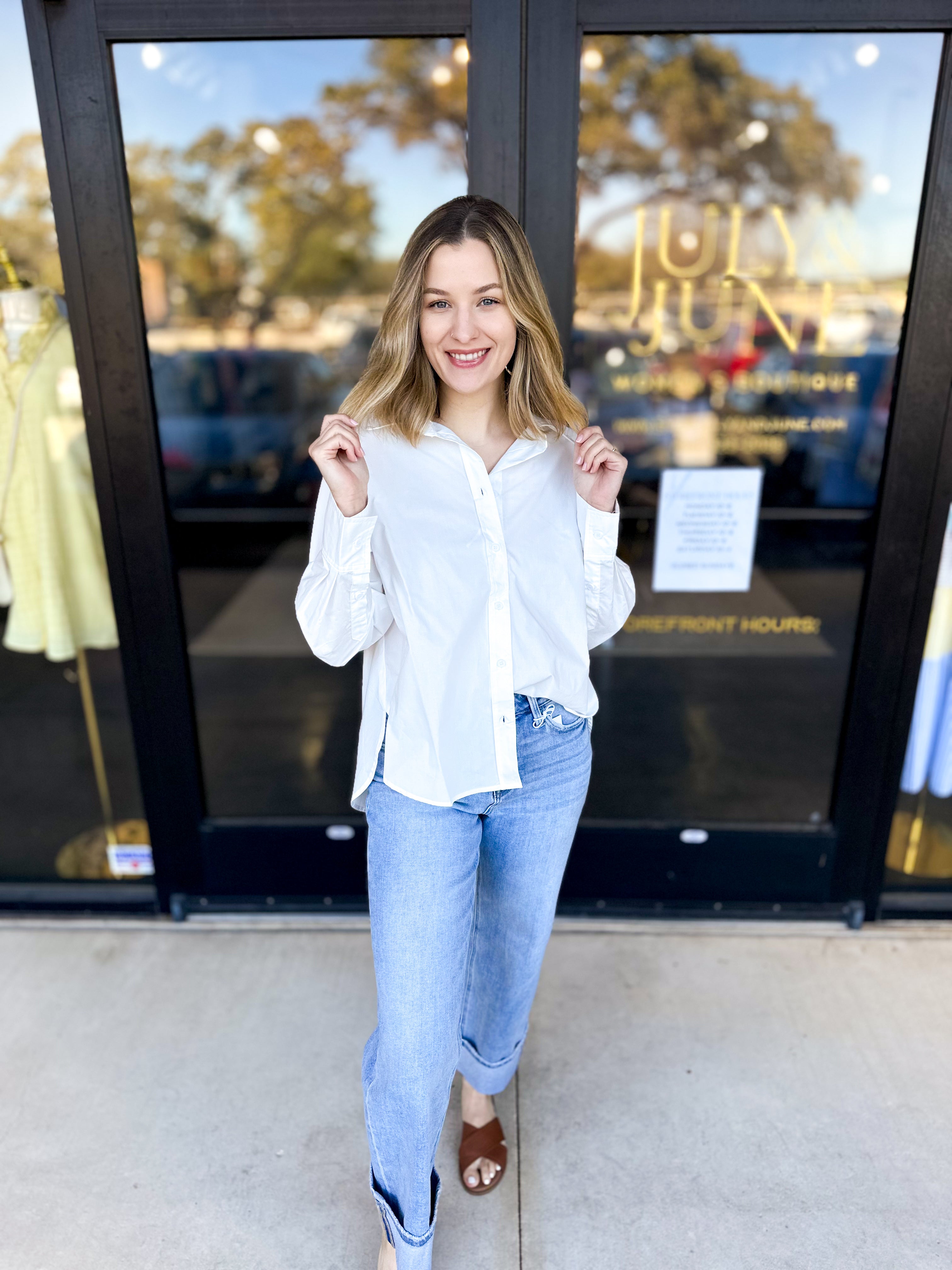 Your Best Friend Button Down Blouse - Ivory-200 Fashion Blouses-SKIES ARE BLUE-July & June Women's Fashion Boutique Located in San Antonio, Texas