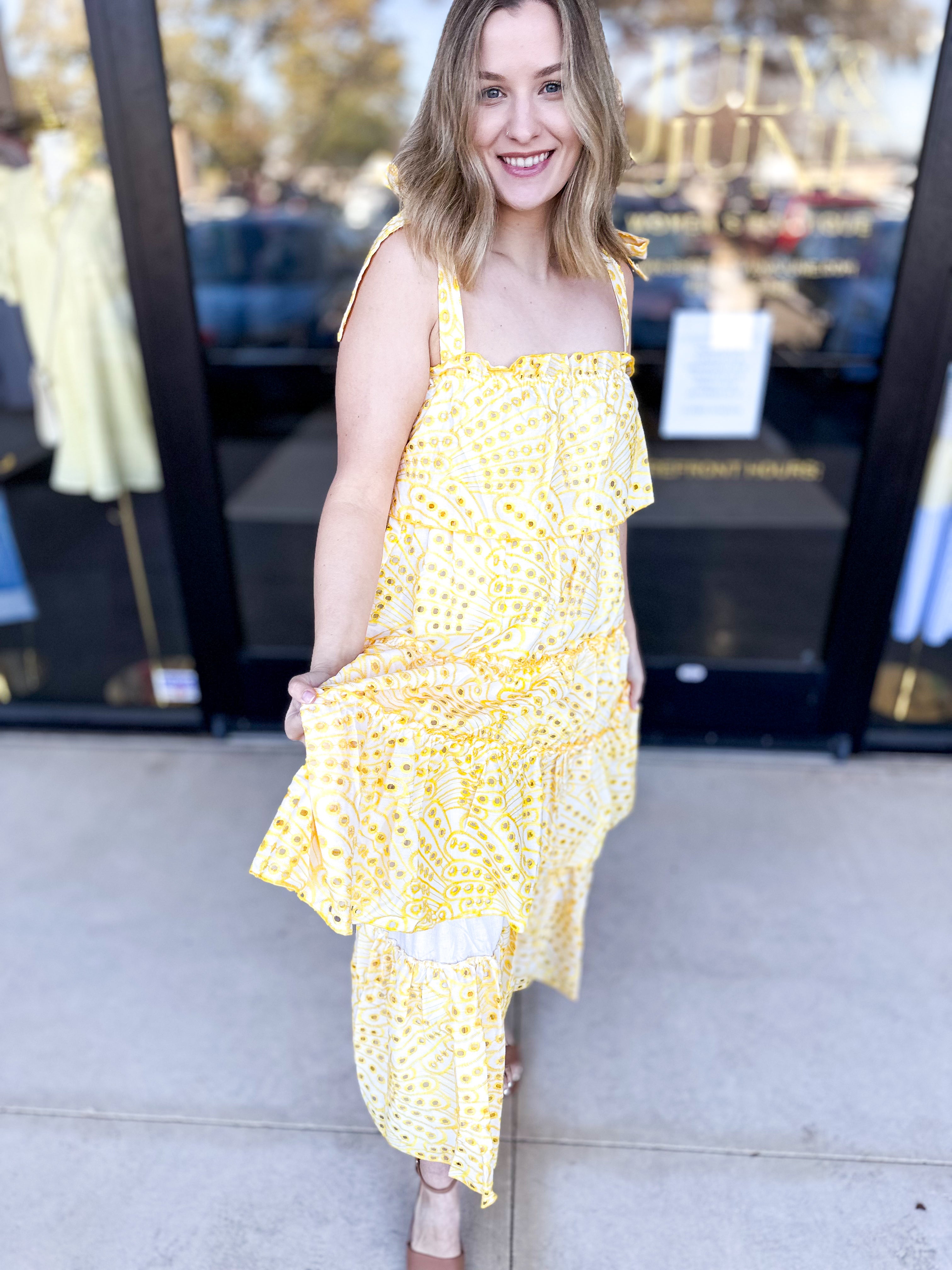 Walking On Sunshine Midi Dress-500 Midi-TCEC-July & June Women's Fashion Boutique Located in San Antonio, Texas