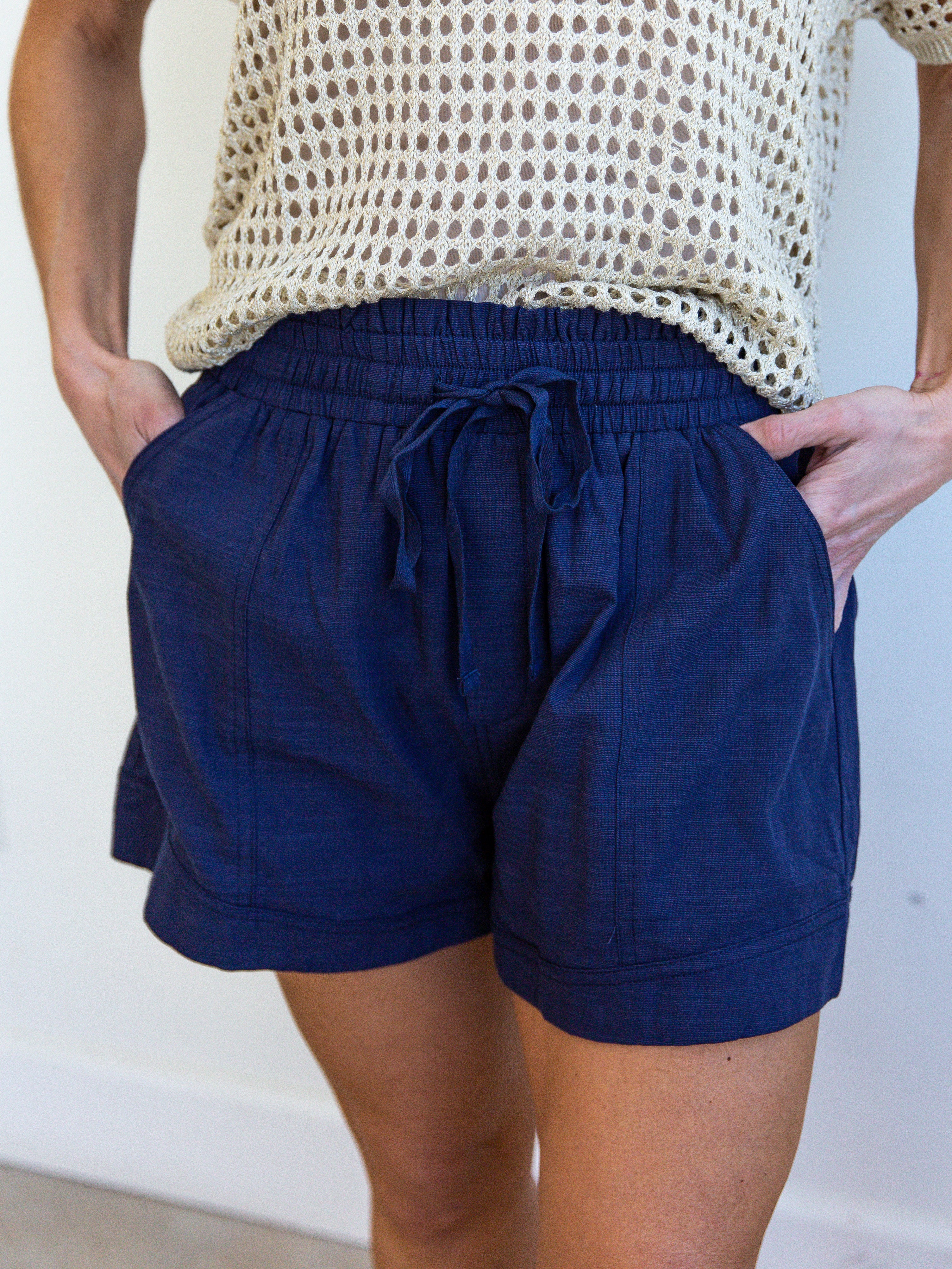 Casual Cute Shorts - Navy-410 Shorts/Skirts-ENTRO-July & June Women's Fashion Boutique Located in San Antonio, Texas