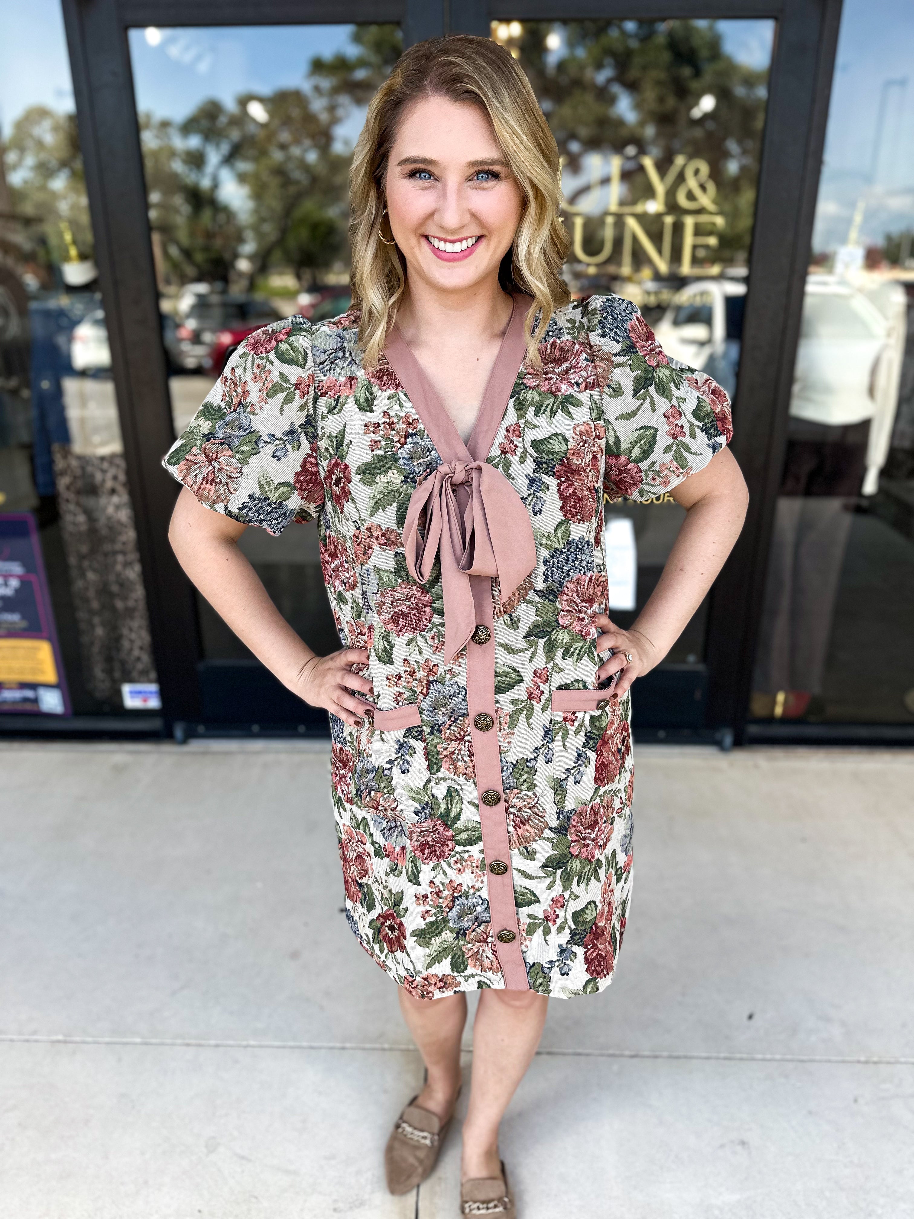 Vintage Floral Mini Dress-510 Mini-ENTRO-July & June Women's Fashion Boutique Located in San Antonio, Texas