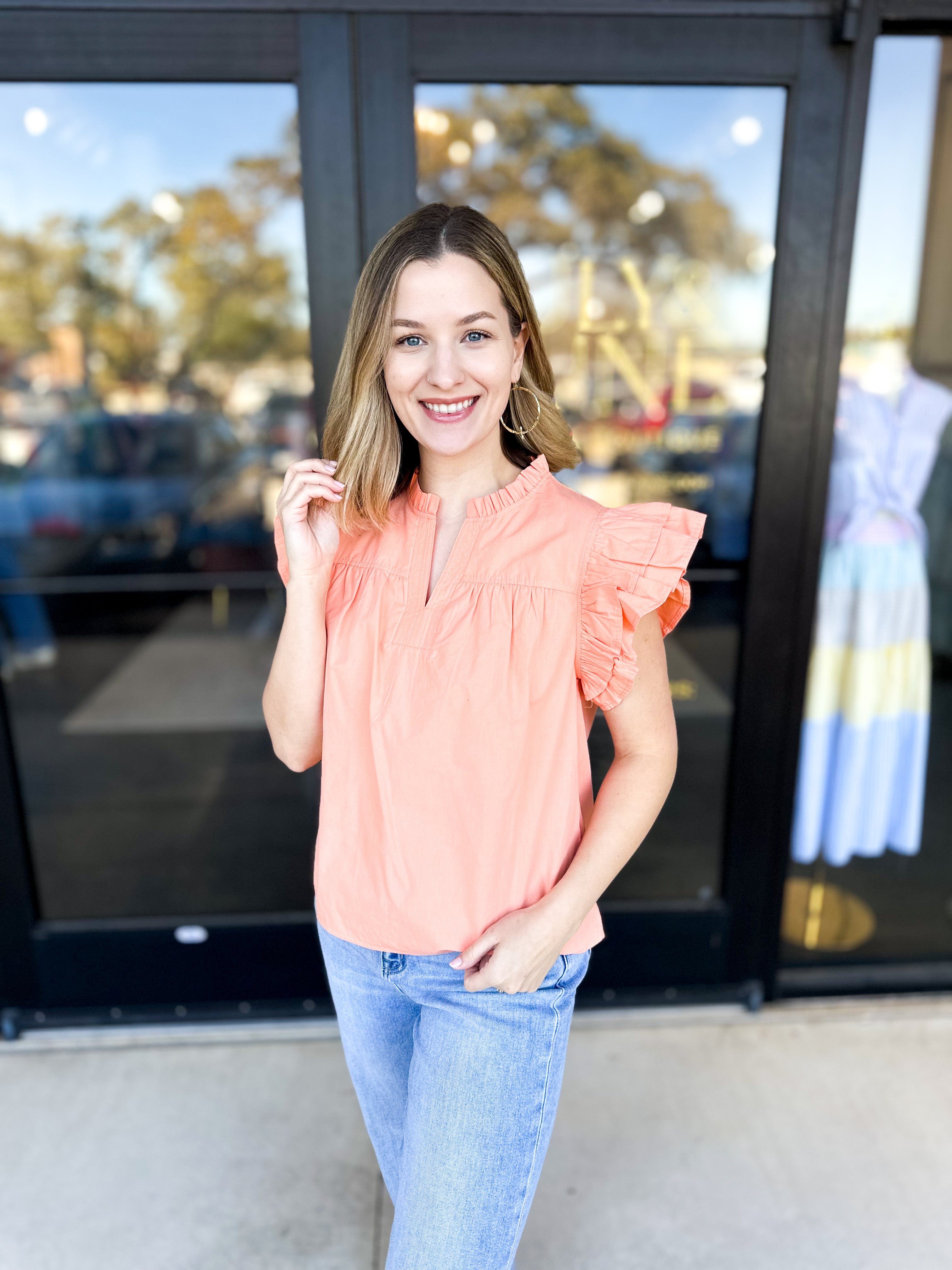 Classic Chic Blouse - Peach-200 Fashion Blouses-JODIFL-July & June Women's Fashion Boutique Located in San Antonio, Texas