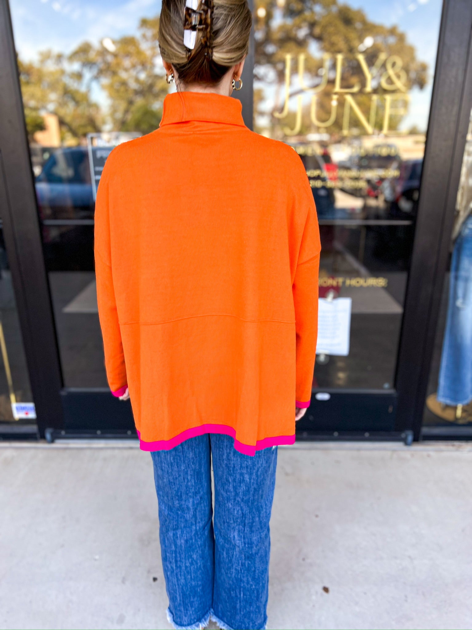 THML - Sunburst & Pink Poncho Sweater Top-230 Sweaters/Cardis-THML-July & June Women's Fashion Boutique Located in San Antonio, Texas