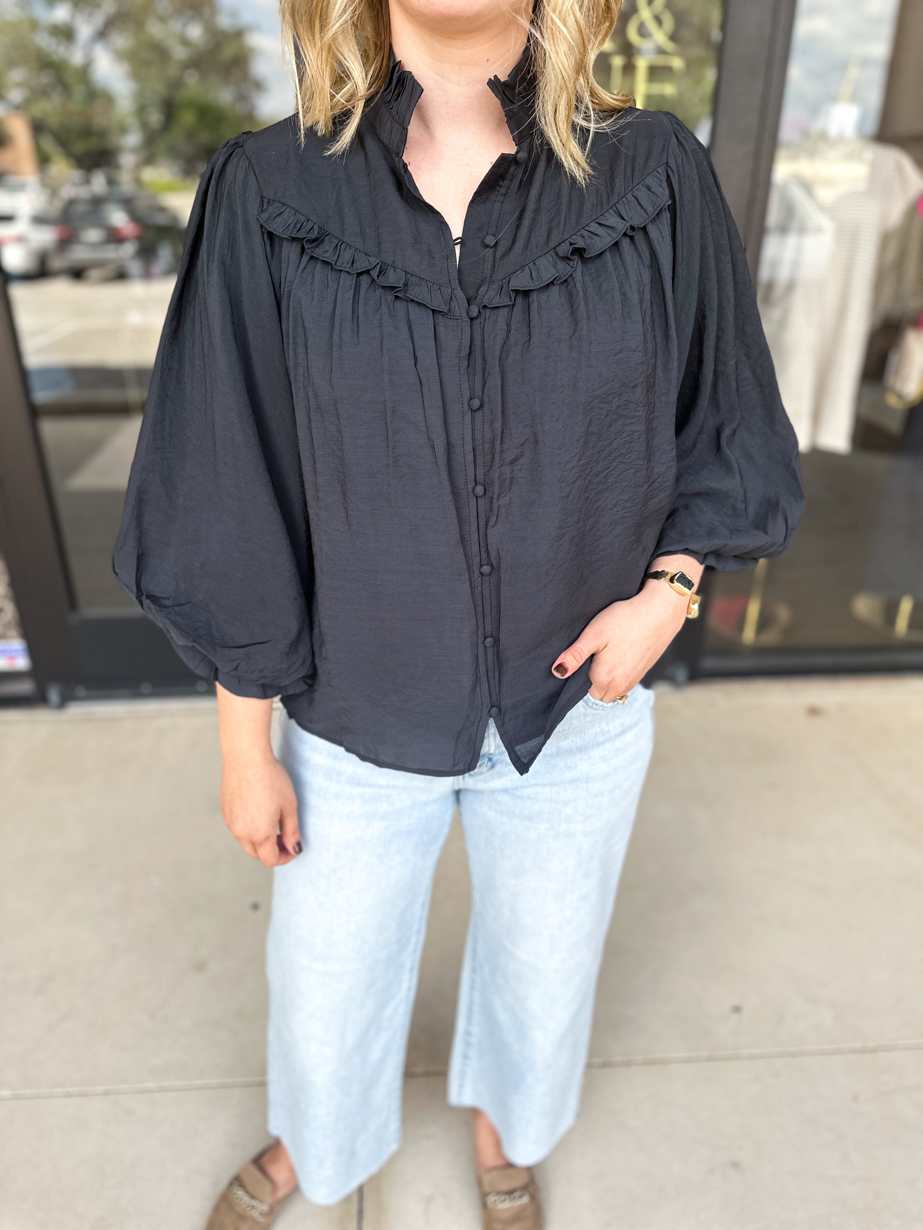 The Camille Blouse - Black-200 Fashion Blouses-FATE-July & June Women's Fashion Boutique Located in San Antonio, Texas