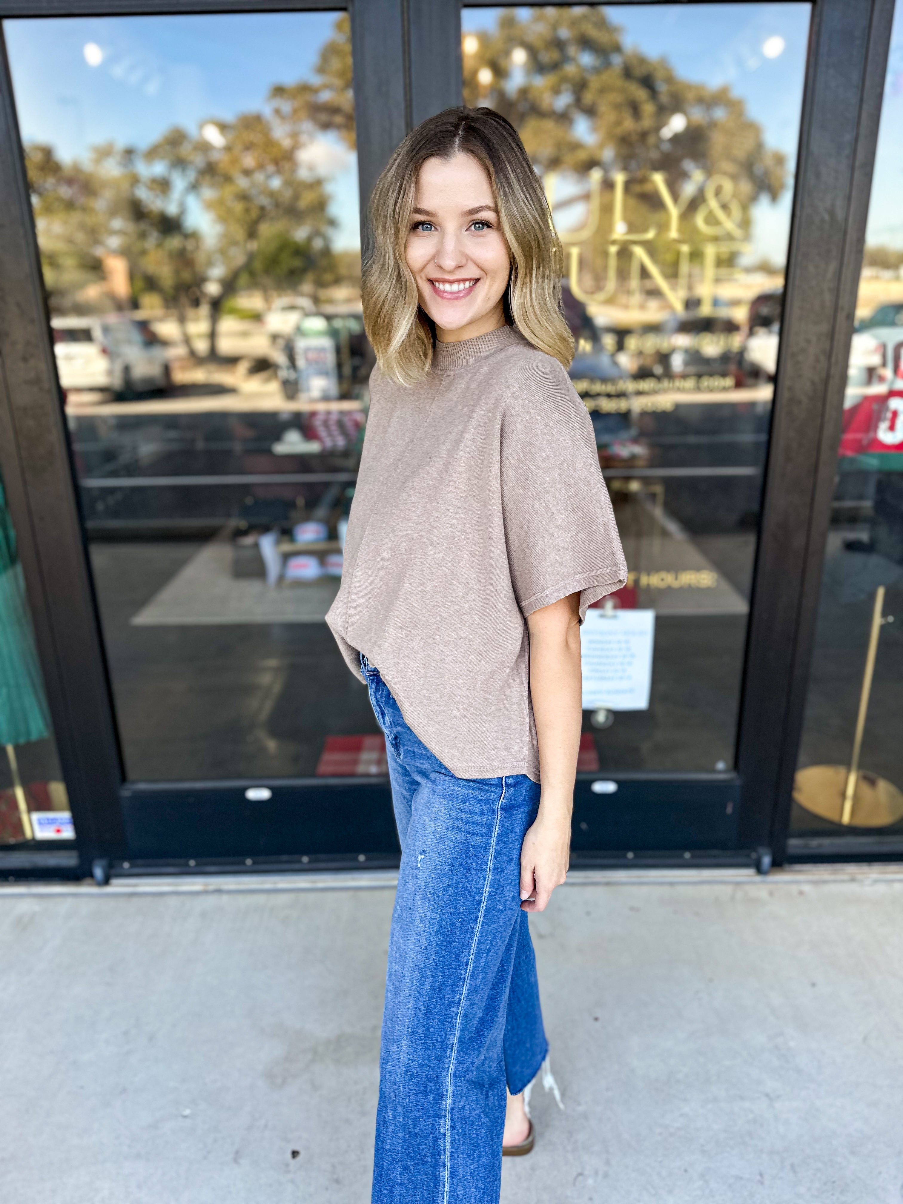 The Dana Sweater - Taupe-230 Sweaters/Cardis-ENTRO-July & June Women's Fashion Boutique Located in San Antonio, Texas