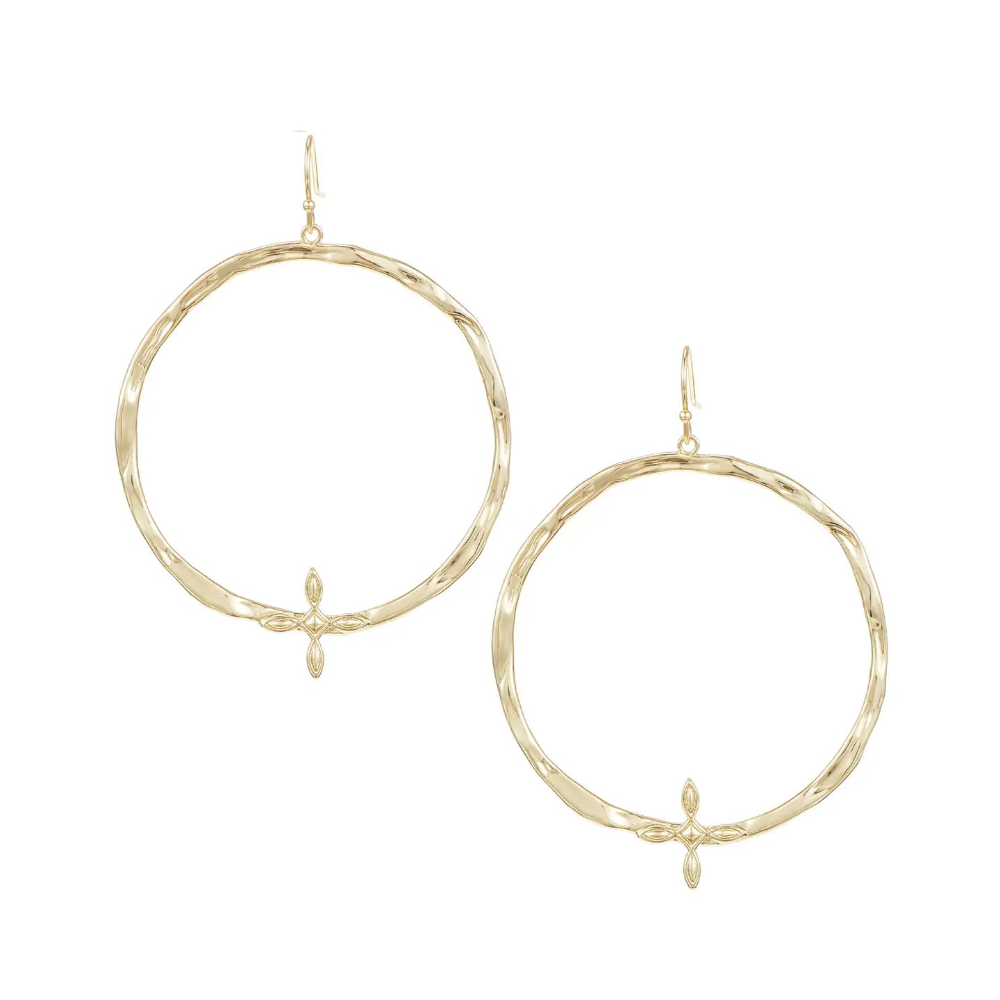 Natalie Wood - Radiant Cross Hoop Earrings - Gold-Natalie Wood-July & June Women's Fashion Boutique Located in San Antonio, Texas