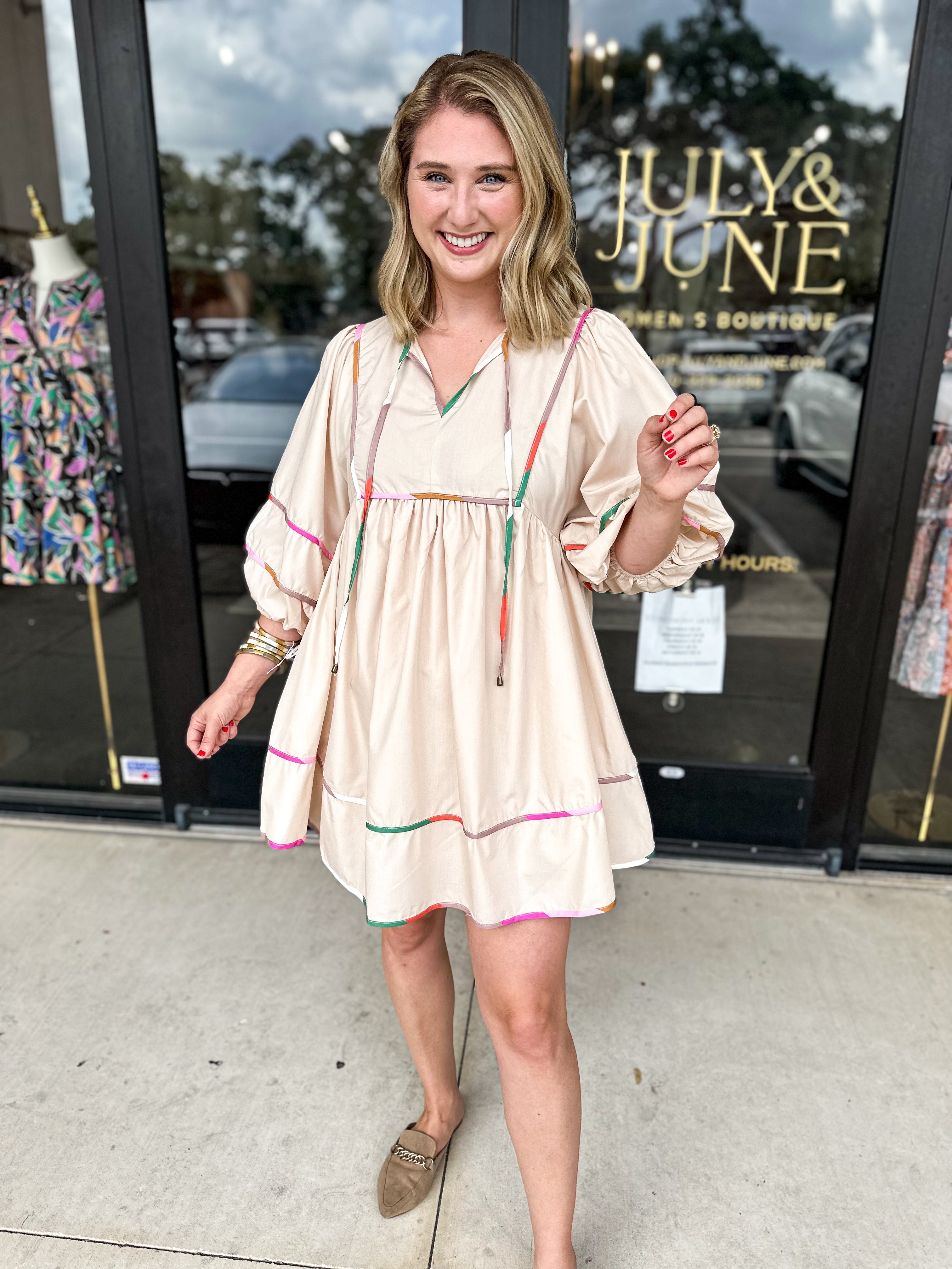 The Jane Mini Dress - Cream-510 Mini-ENTRO-July & June Women's Fashion Boutique Located in San Antonio, Texas