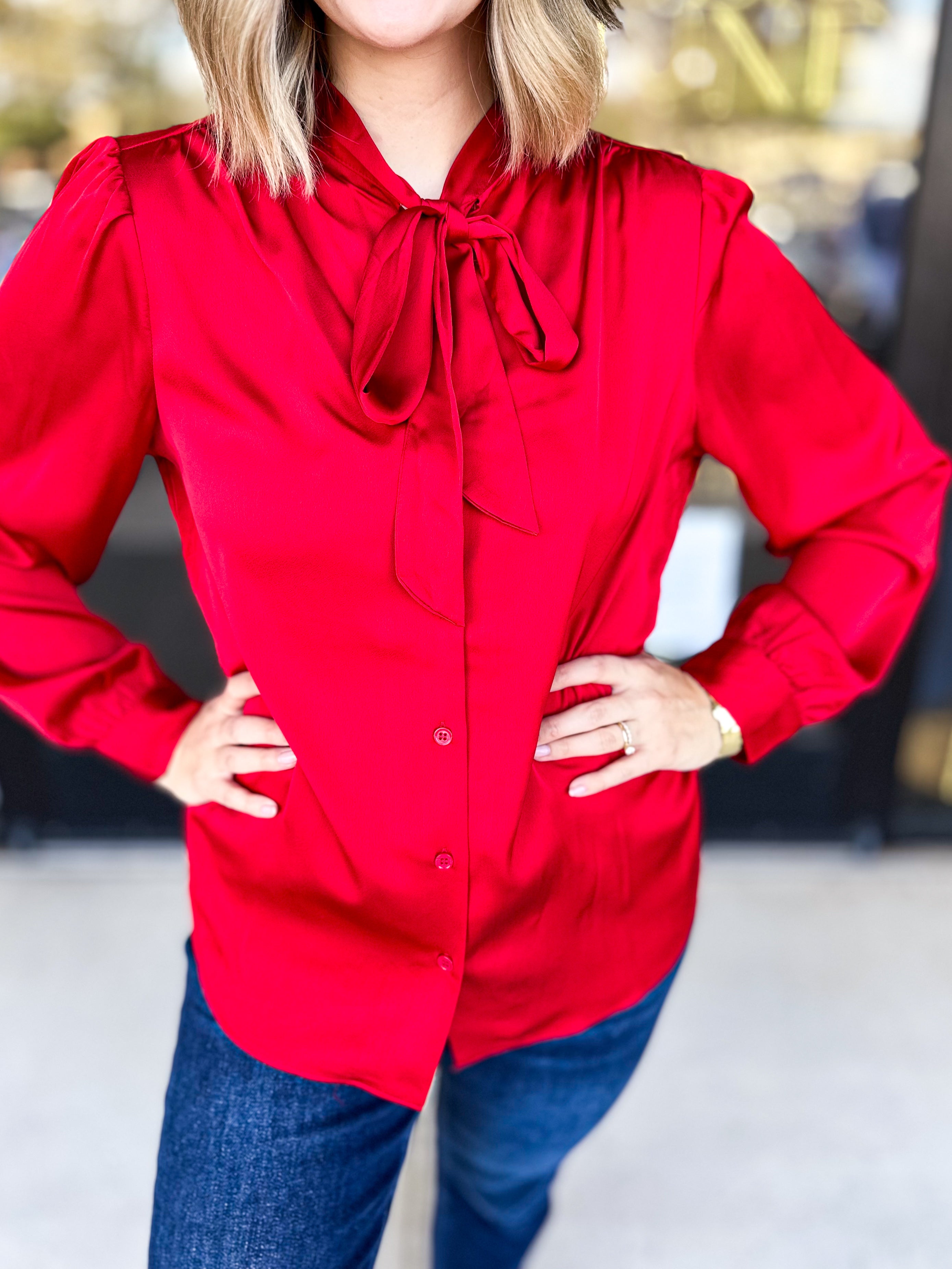 Happy Hour Blouse - Red-200 Fashion Blouses-SKIES ARE BLUE-July & June Women's Fashion Boutique Located in San Antonio, Texas