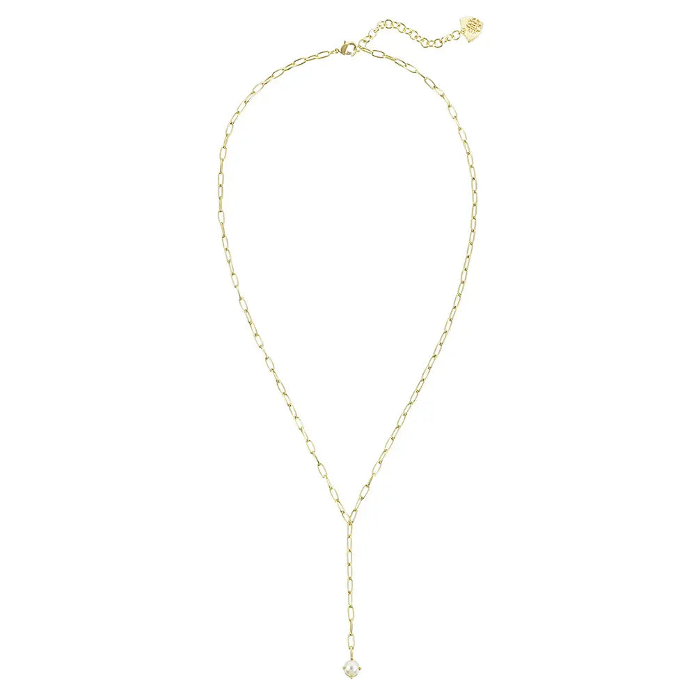 Natalie Wood - Shine Bright Pearl Lariat Necklace in Gold-110 Jewelry & Hair-Natalie Wood-July & June Women's Fashion Boutique Located in San Antonio, Texas