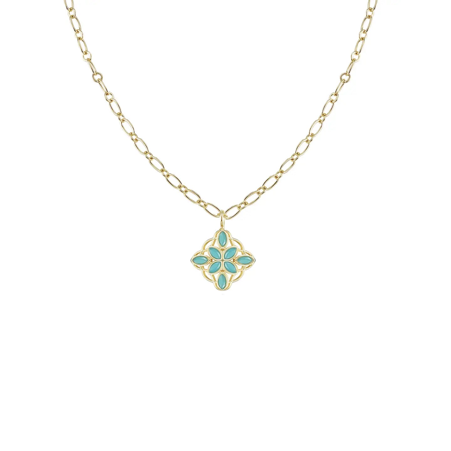 Natalie Wood - Bloom Drop Necklace in Aqua-110 Jewelry & Hair-Natalie Wood-July & June Women's Fashion Boutique Located in San Antonio, Texas