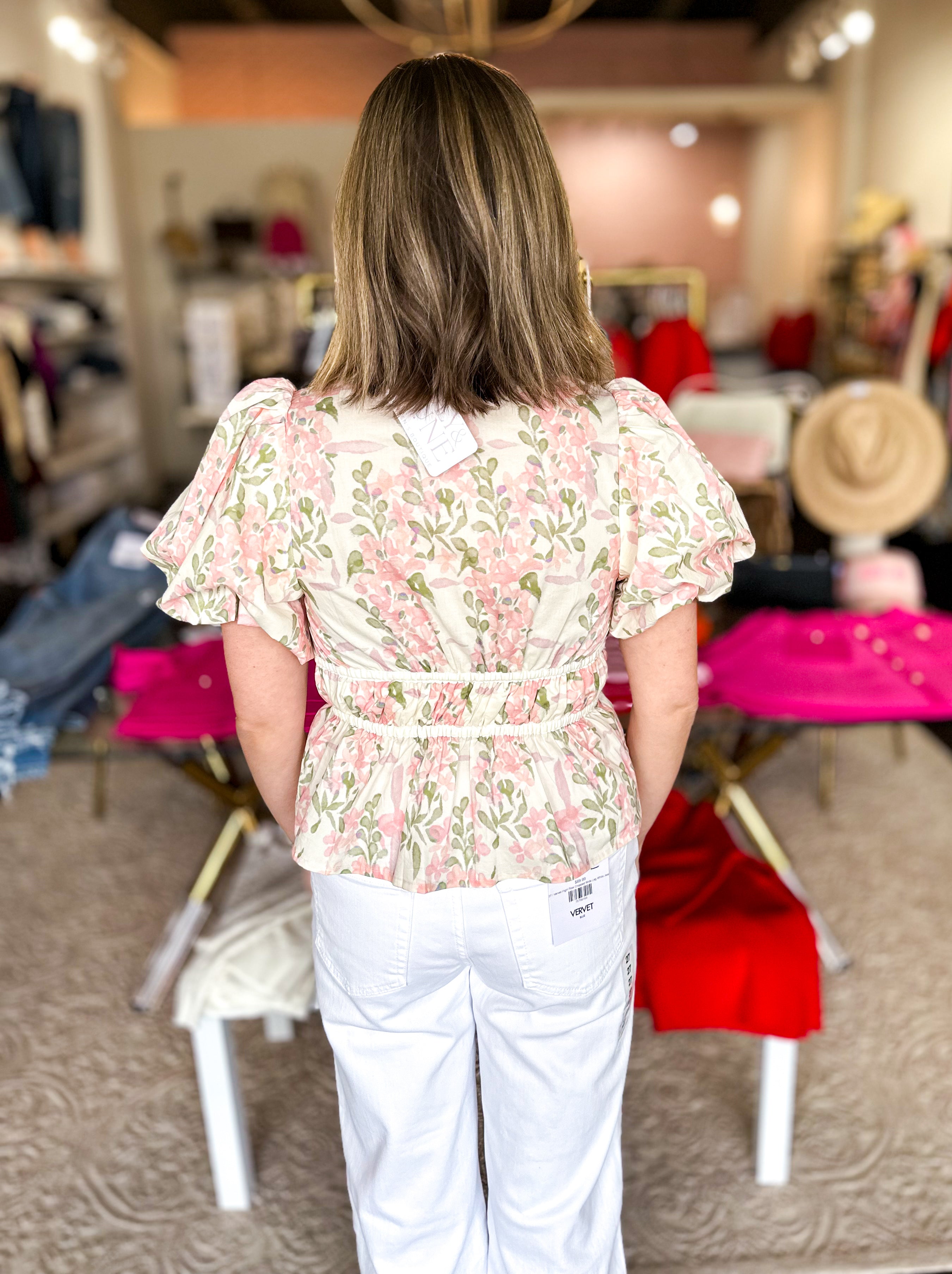 Springtime Garden Blouse-200 Fashion Blouses-ENTRO-July & June Women's Fashion Boutique Located in San Antonio, Texas