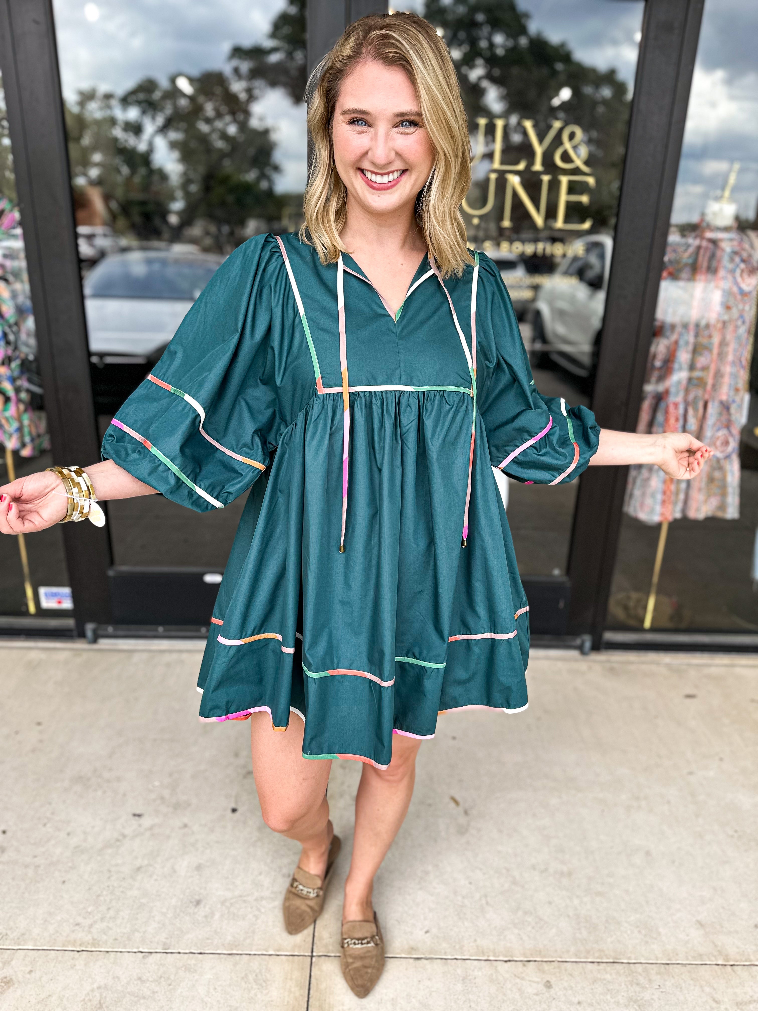 The Jane Mini Dress - Pine-510 Mini-ENTRO-July & June Women's Fashion Boutique Located in San Antonio, Texas