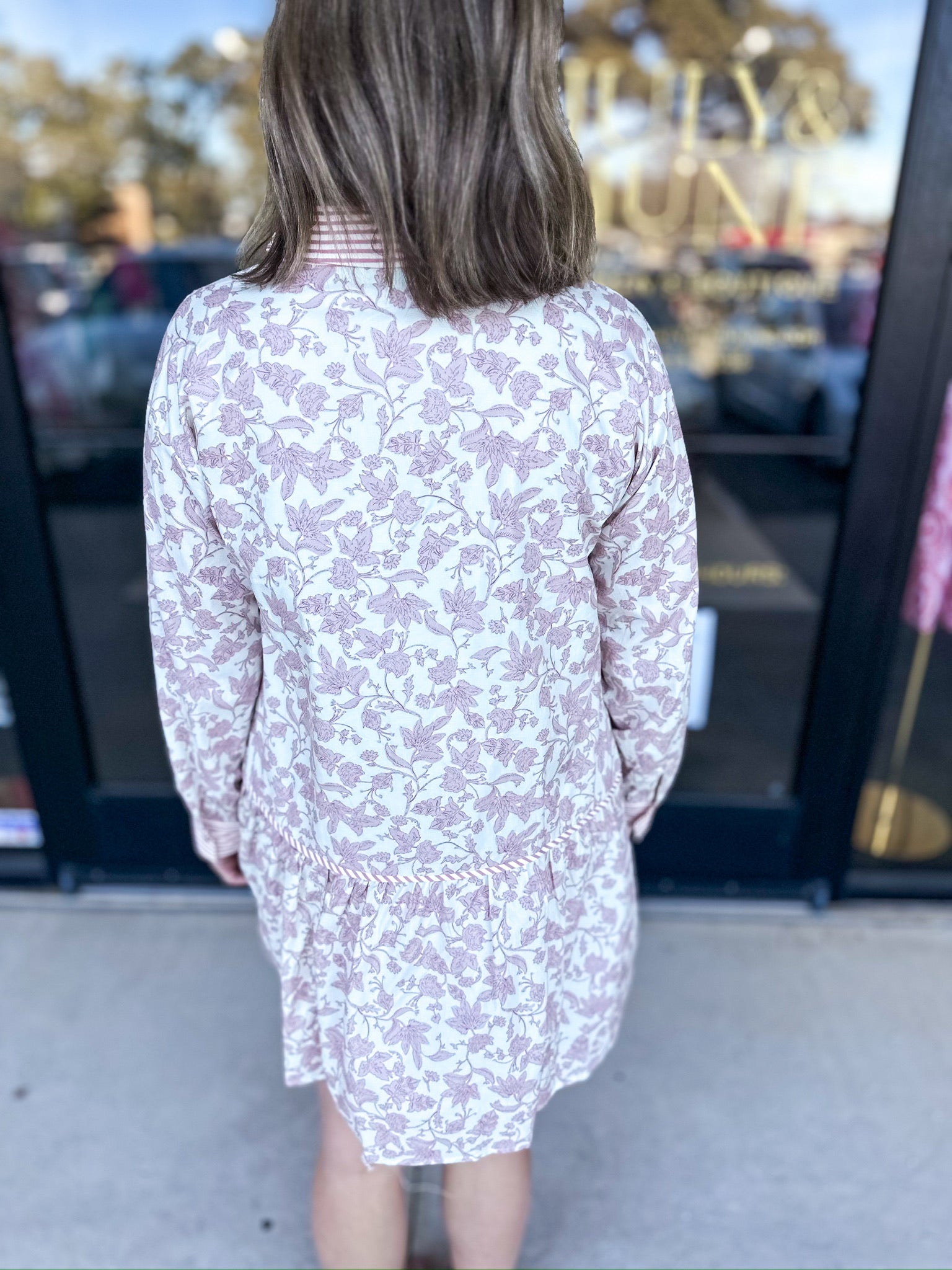 Cream & Pink Floral Mini Dress-510 Mini-ENTRO-July & June Women's Fashion Boutique Located in San Antonio, Texas