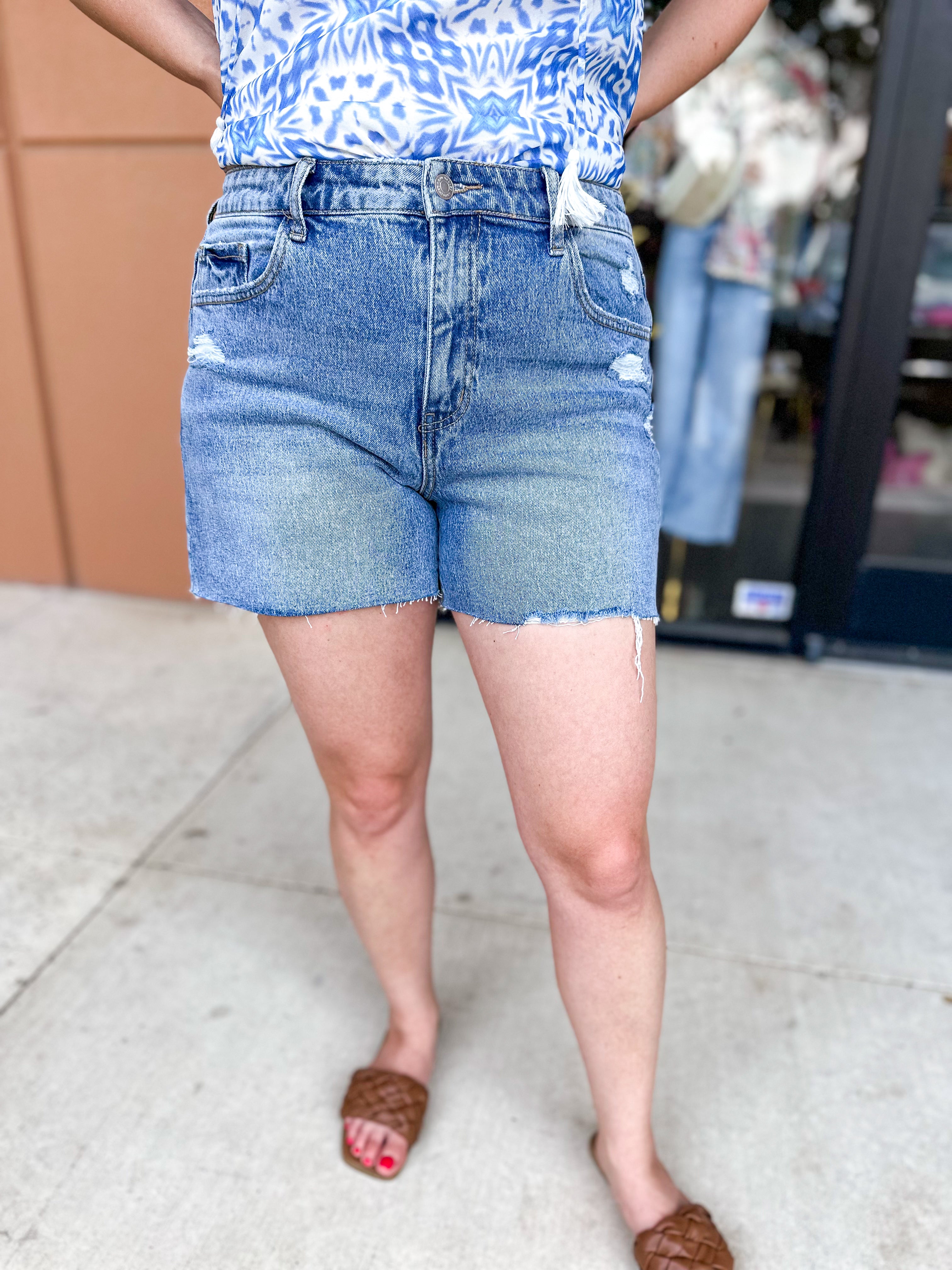 Vervet - High Rise Mom Shorts-410 Shorts/Skirts-VEVERT BY FLYING MONKEY-July & June Women's Fashion Boutique Located in San Antonio, Texas