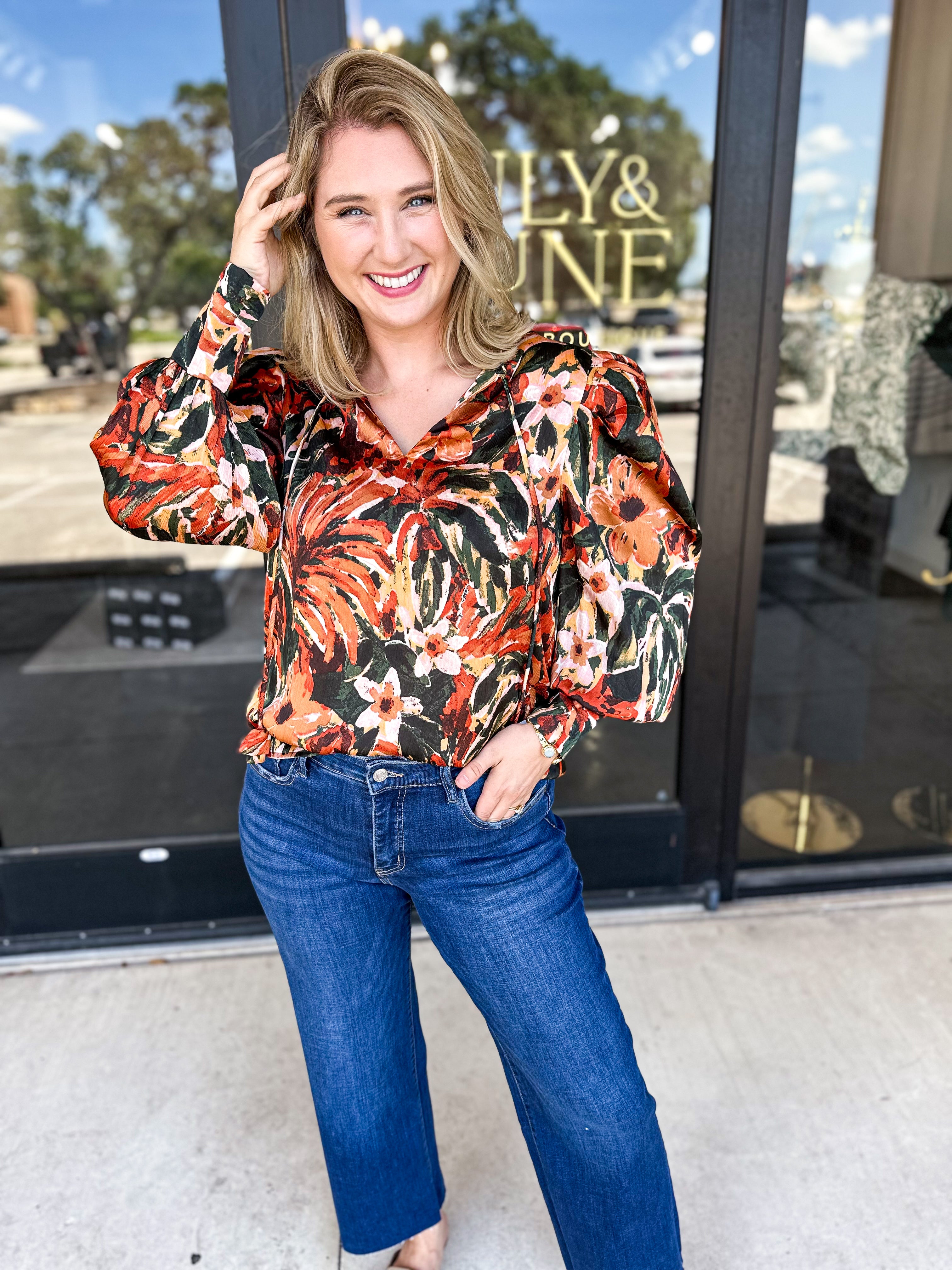 THML - Fall Garden Blouse-200 Fashion Blouses-THML-July & June Women's Fashion Boutique Located in San Antonio, Texas