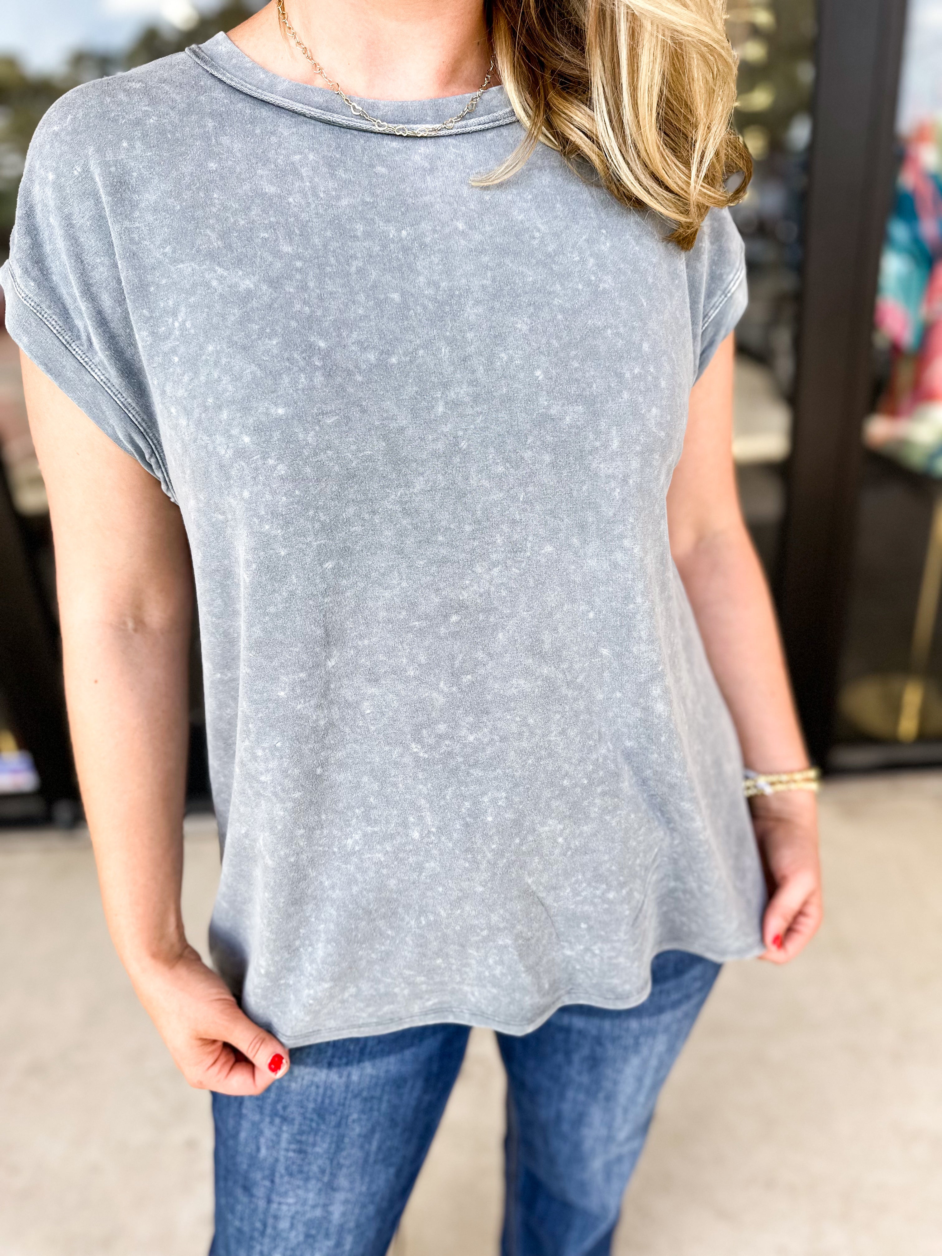 Muscle Tank Tee - Light Grey-210 Casual Blouses-JODIFL-July & June Women's Fashion Boutique Located in San Antonio, Texas