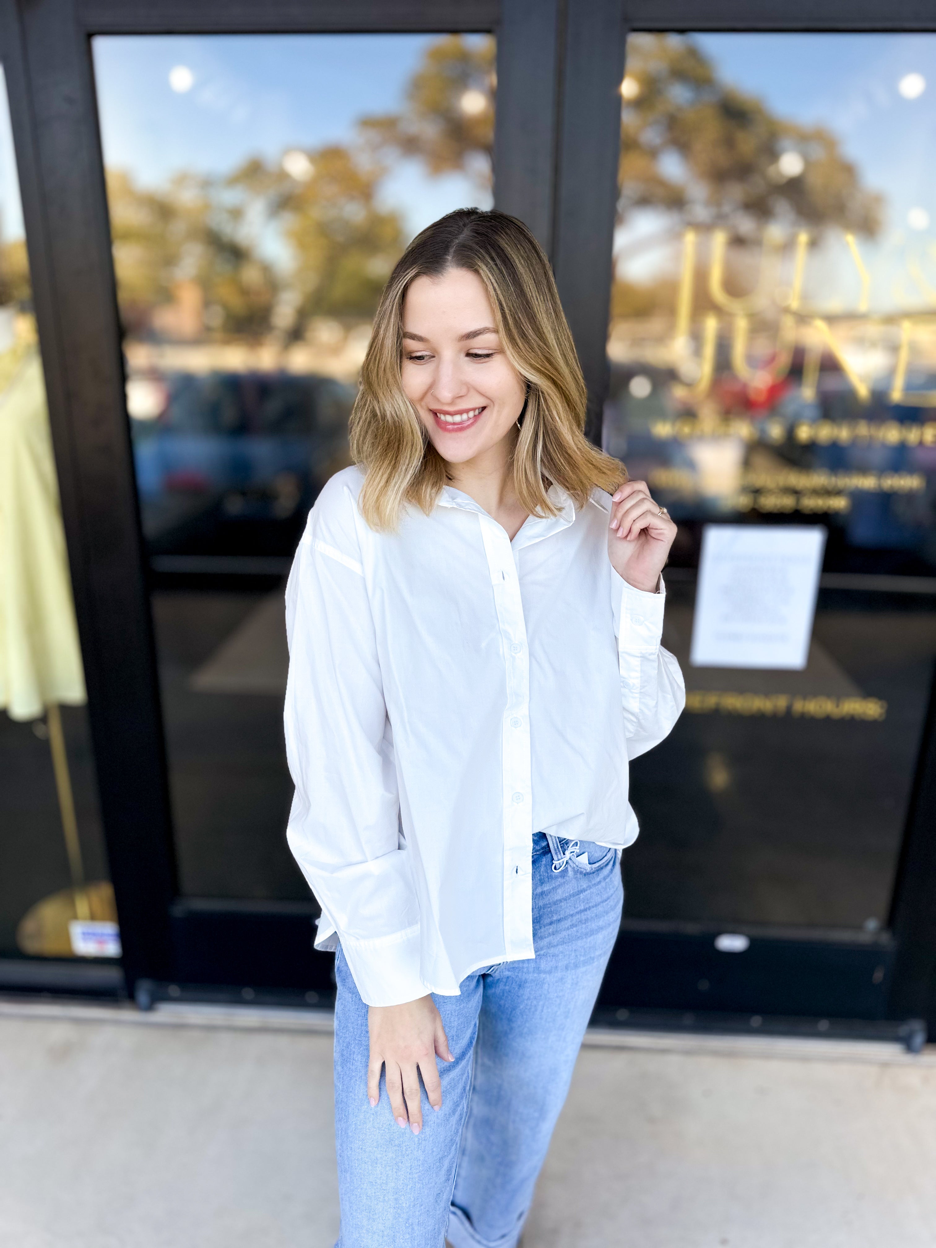 Your Best Friend Button Down Blouse - Ivory-200 Fashion Blouses-SKIES ARE BLUE-July & June Women's Fashion Boutique Located in San Antonio, Texas