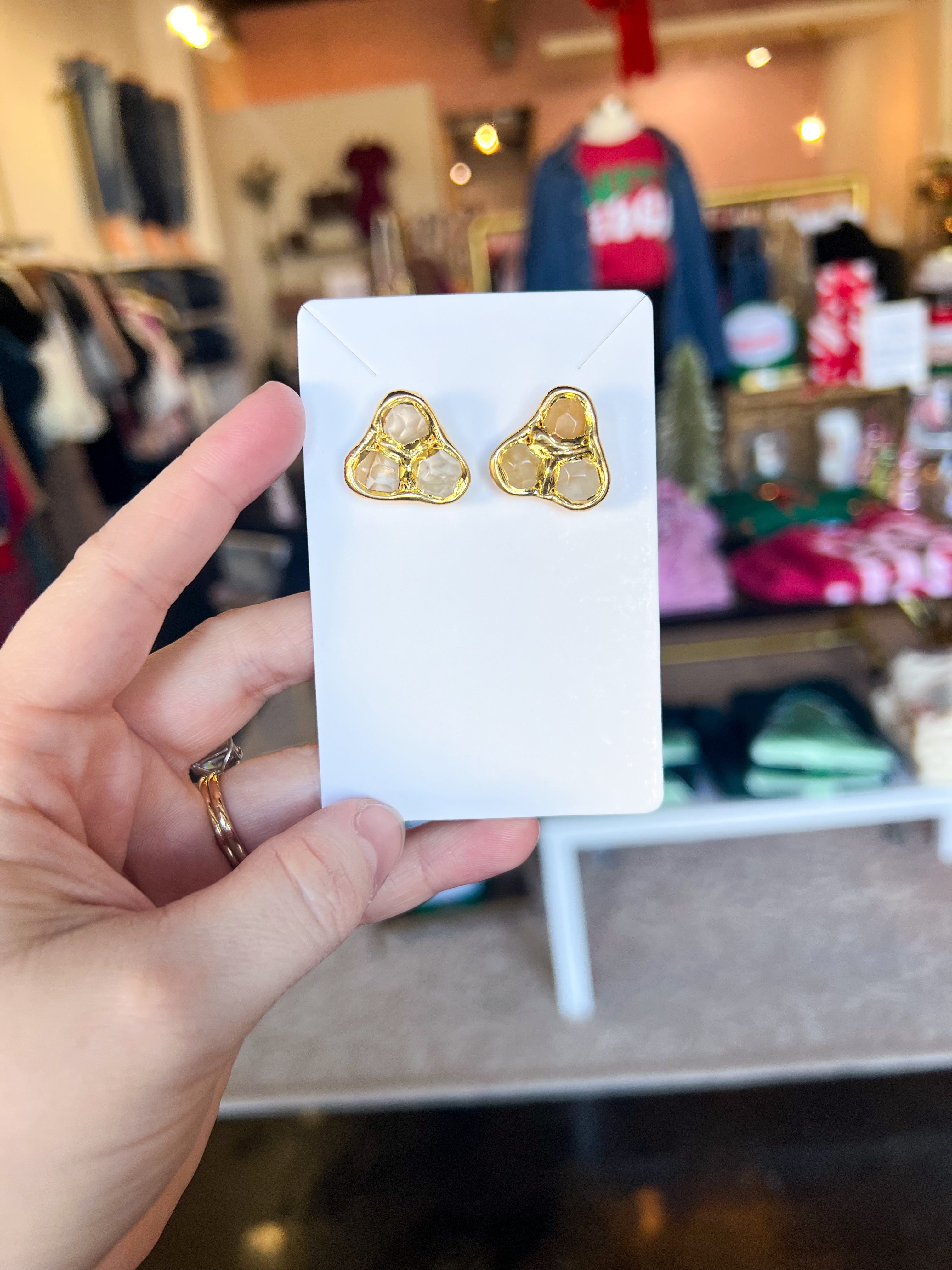 Easton Elle- Citrine Triple Stud Earrings-110 Jewelry & Hair-Easton Elle-July & June Women's Fashion Boutique Located in San Antonio, Texas