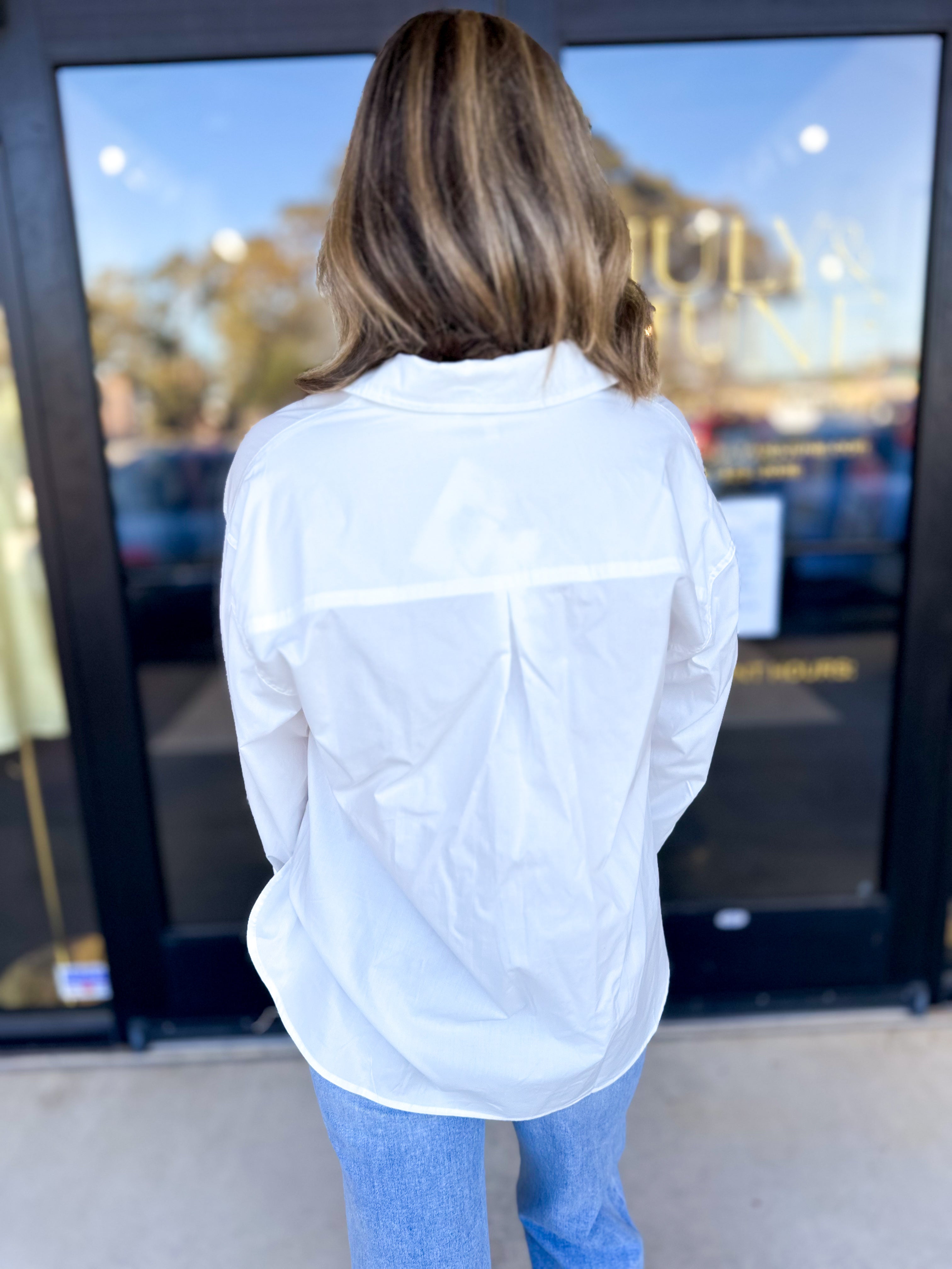 Your Best Friend Button Down Blouse - Ivory-200 Fashion Blouses-SKIES ARE BLUE-July & June Women's Fashion Boutique Located in San Antonio, Texas