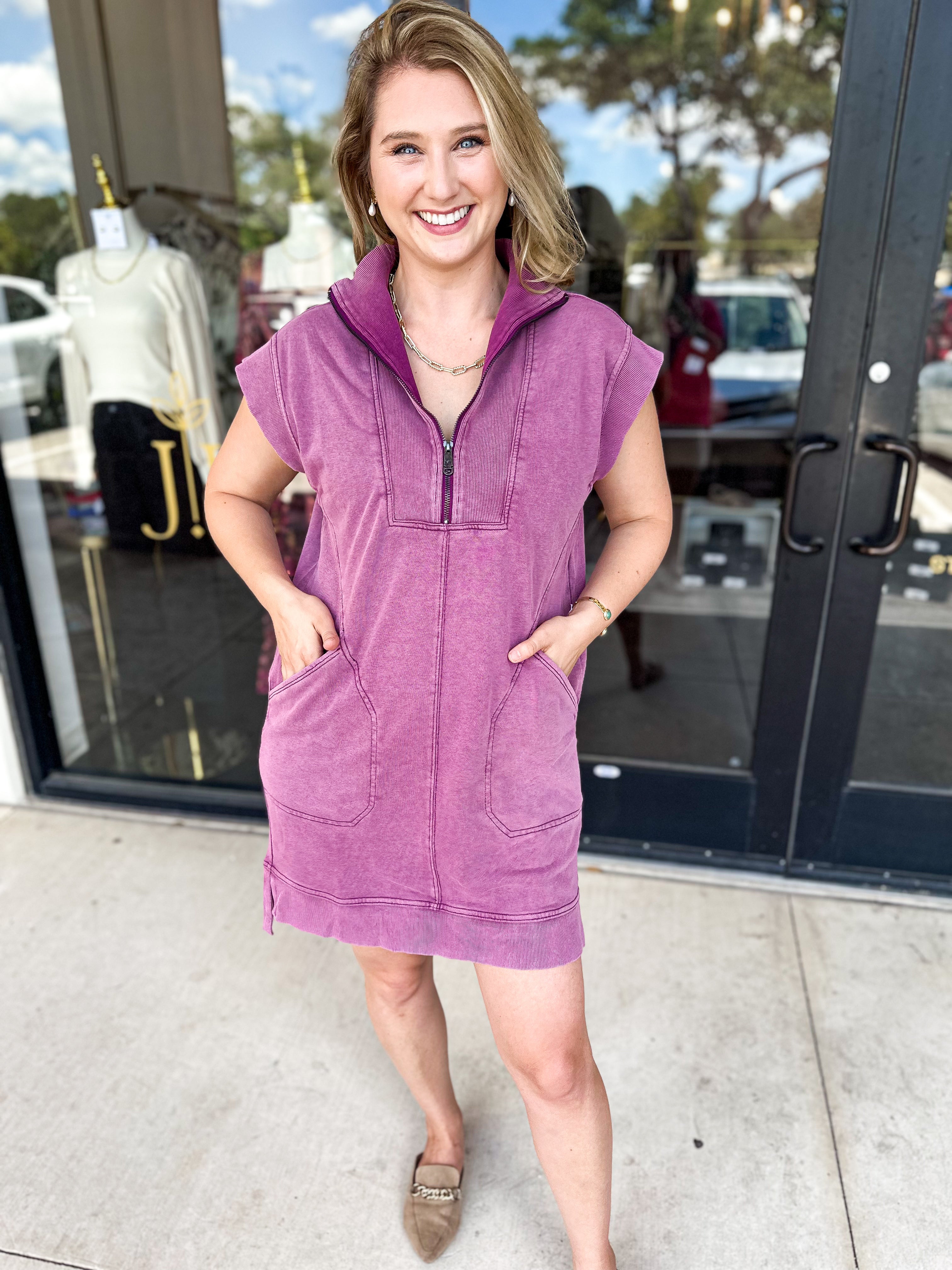 The Weekender Mini Dress - Plum-510 Mini-ENTRO-July & June Women's Fashion Boutique Located in San Antonio, Texas