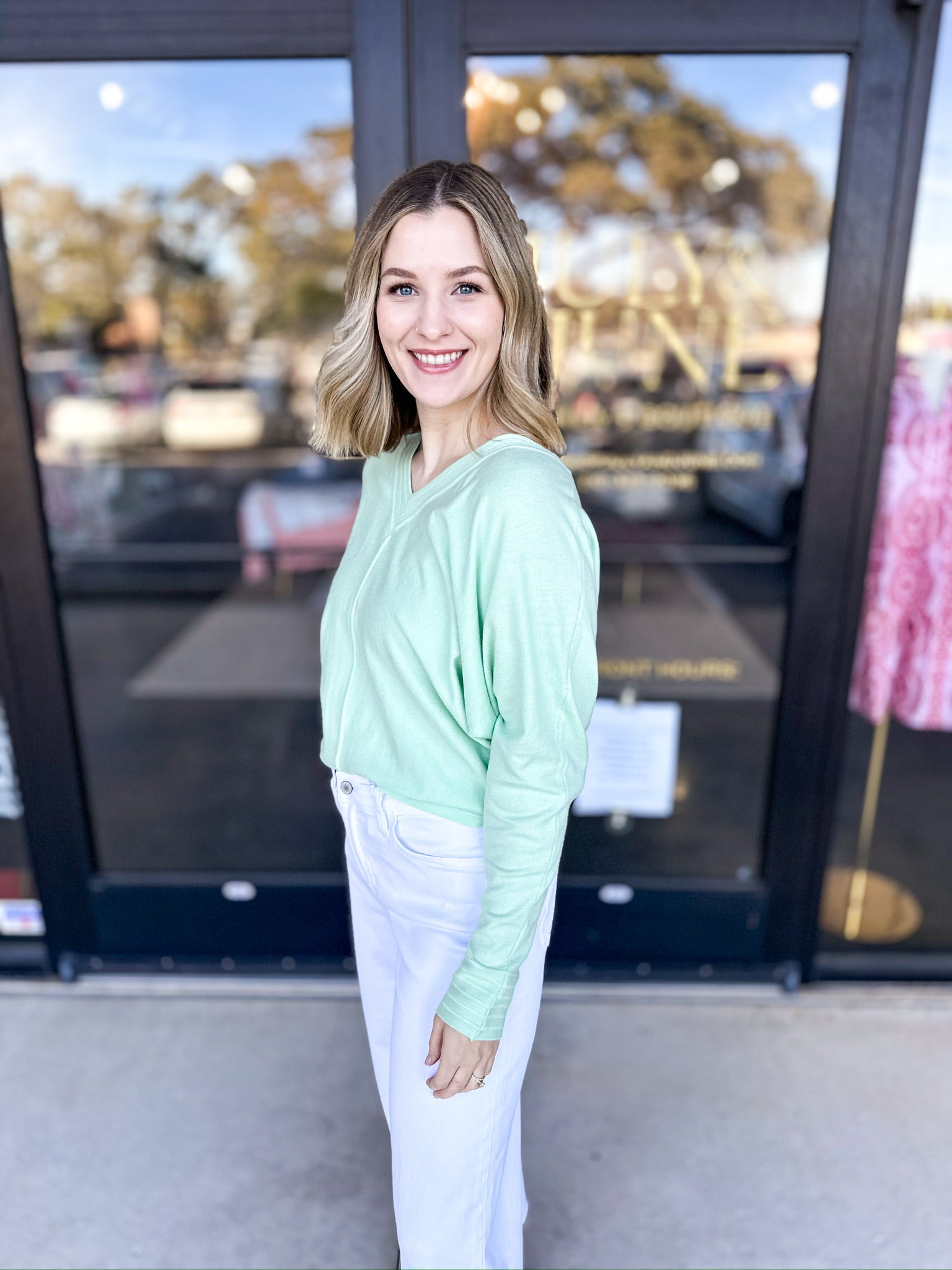 Shawn Comfy Top - Seafoam-210 Casual Blouses-ALLIE ROSE-July & June Women's Fashion Boutique Located in San Antonio, Texas