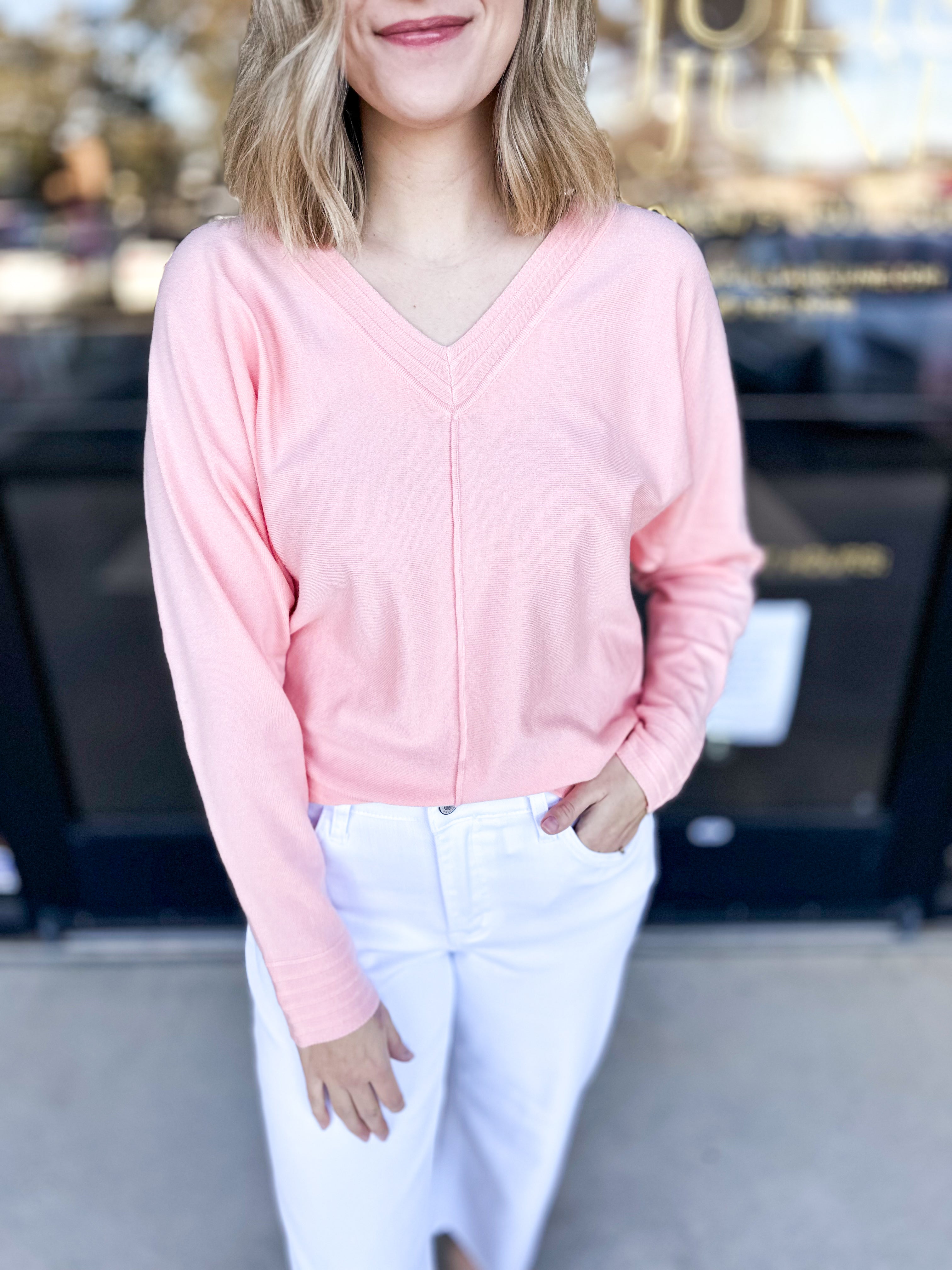 Shawn Comfy Top - Light Peach-210 Casual Blouses-ALLIE ROSE-July & June Women's Fashion Boutique Located in San Antonio, Texas