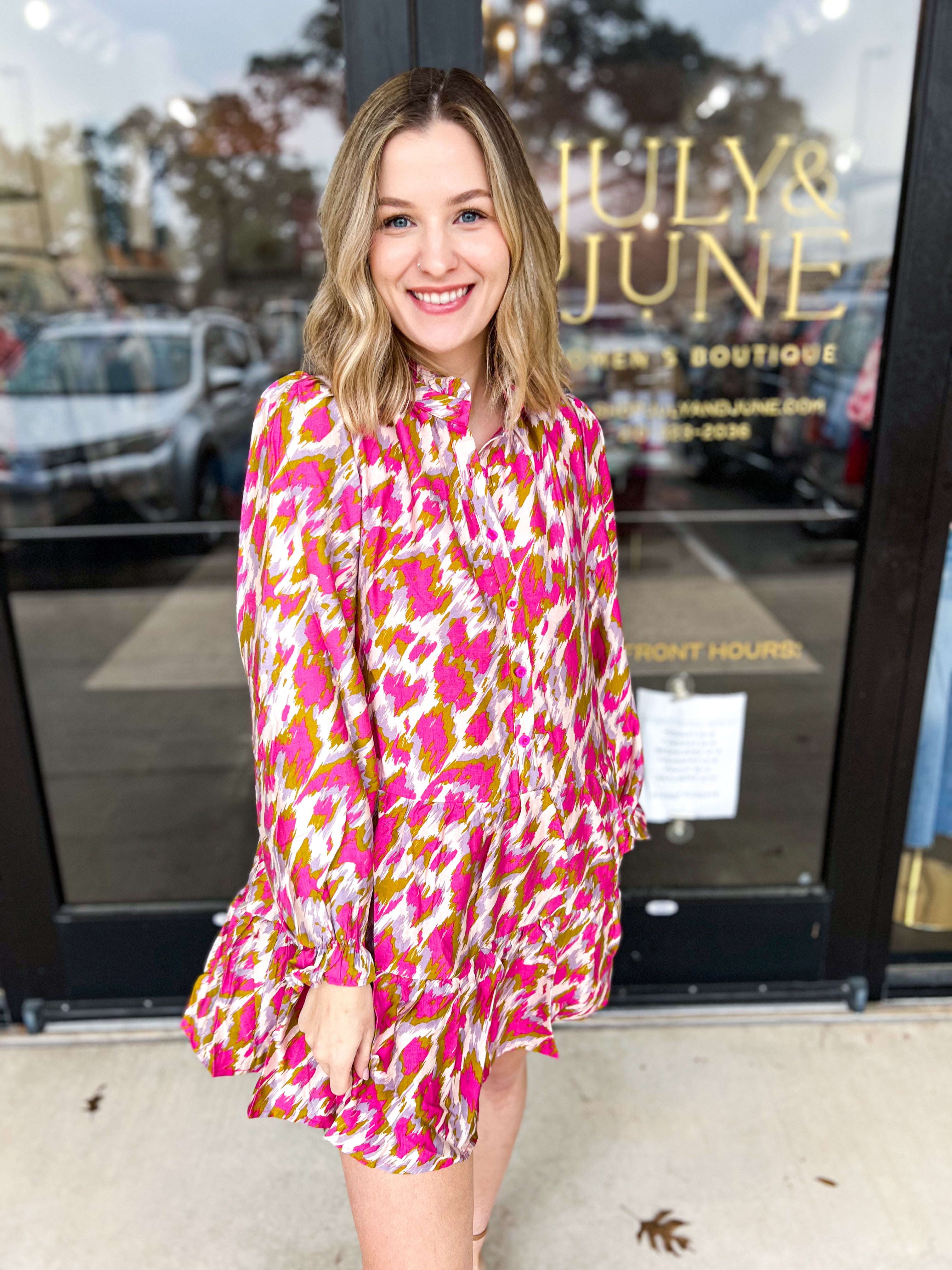 Watercolor Mini Dress - Pink-510 Mini-TCEC-July & June Women's Fashion Boutique Located in San Antonio, Texas