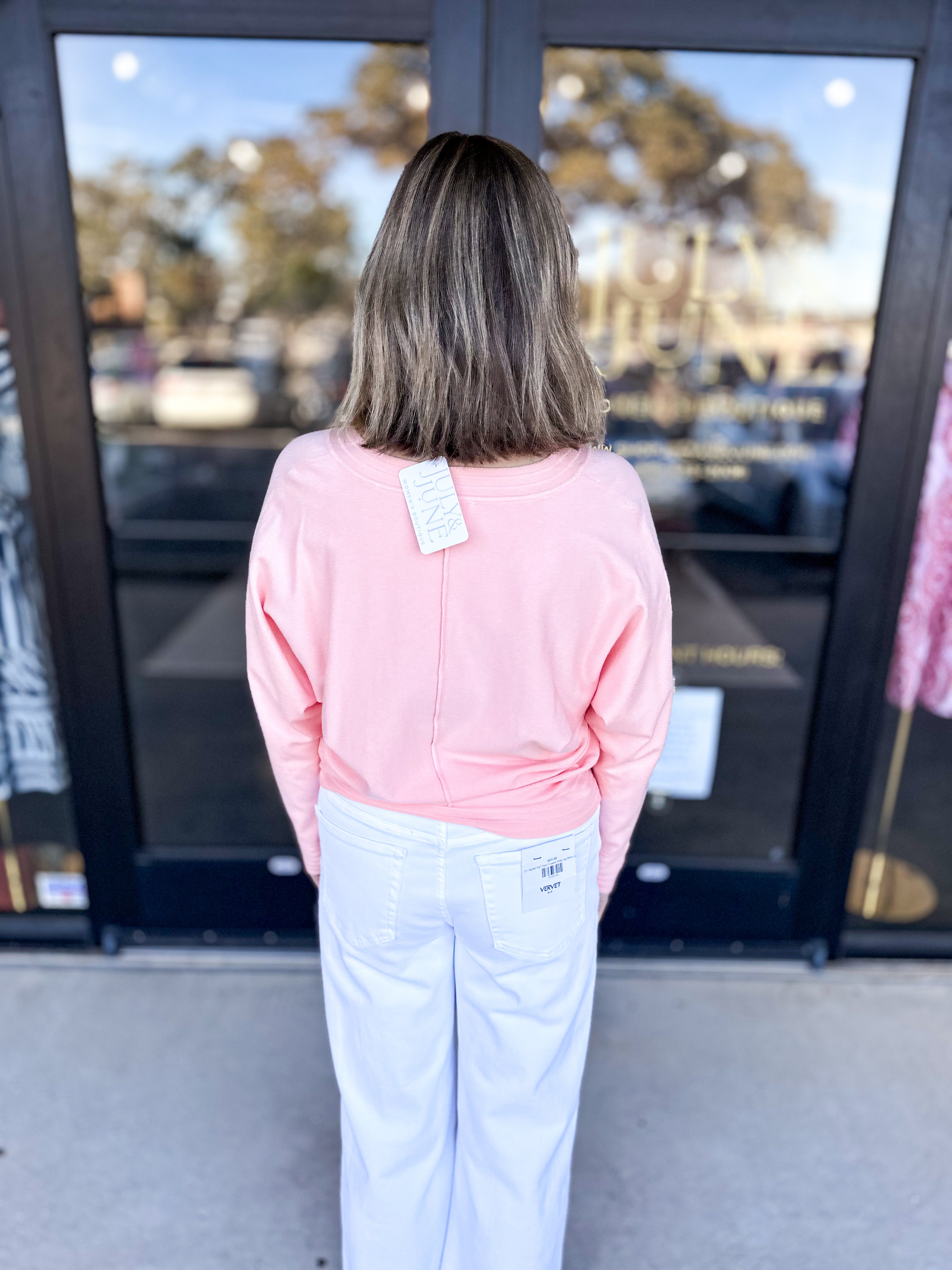 Shawn Comfy Top - Light Peach-210 Casual Blouses-ALLIE ROSE-July & June Women's Fashion Boutique Located in San Antonio, Texas