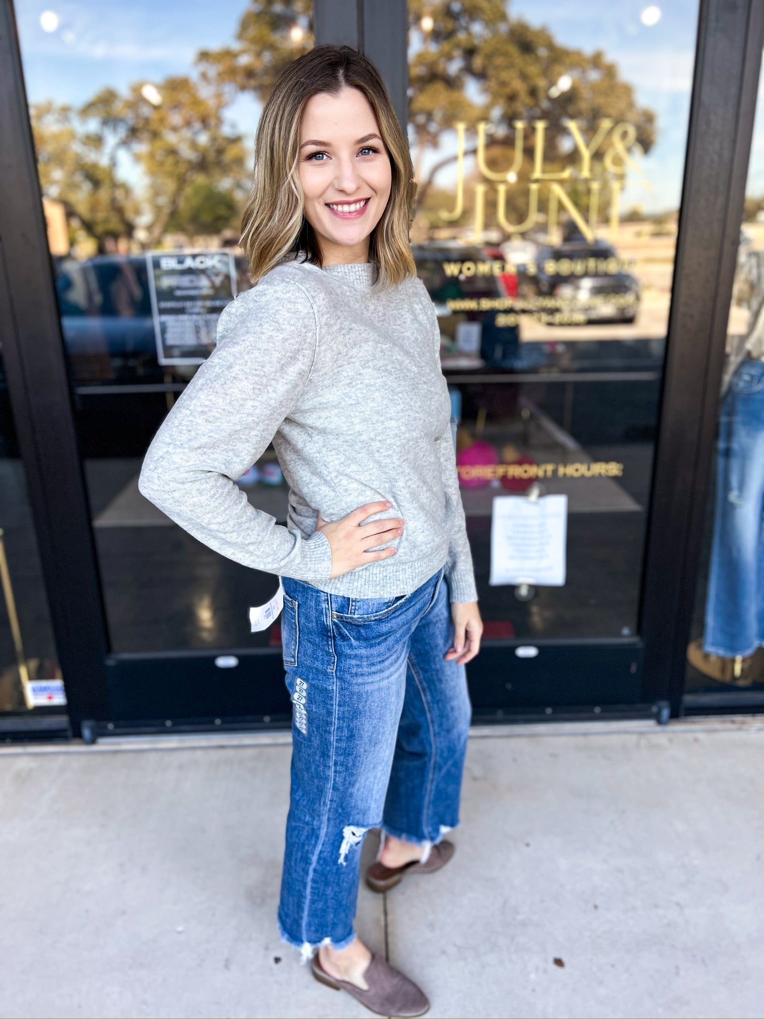 Heather Grey Ultra Soft Sweater-230 Sweaters/Cardis-FATE-July & June Women's Fashion Boutique Located in San Antonio, Texas