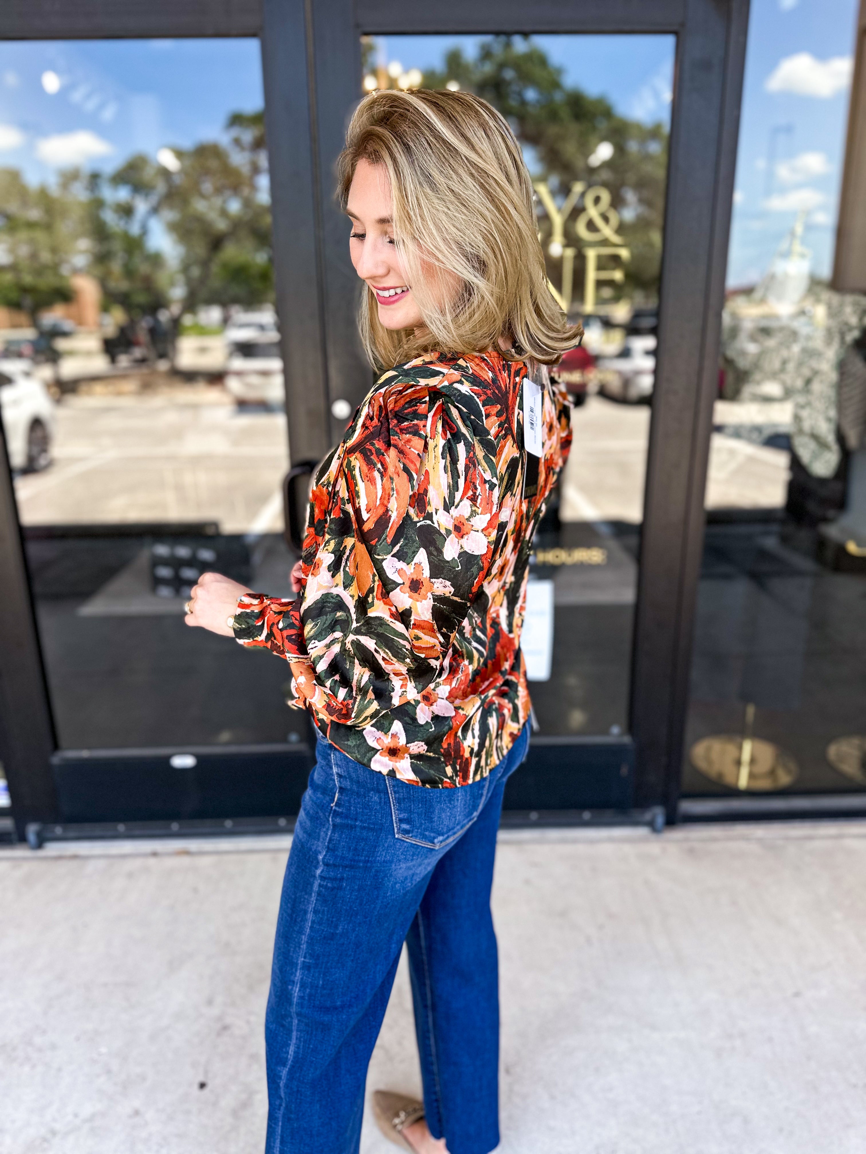 THML - Fall Garden Blouse-200 Fashion Blouses-THML-July & June Women's Fashion Boutique Located in San Antonio, Texas