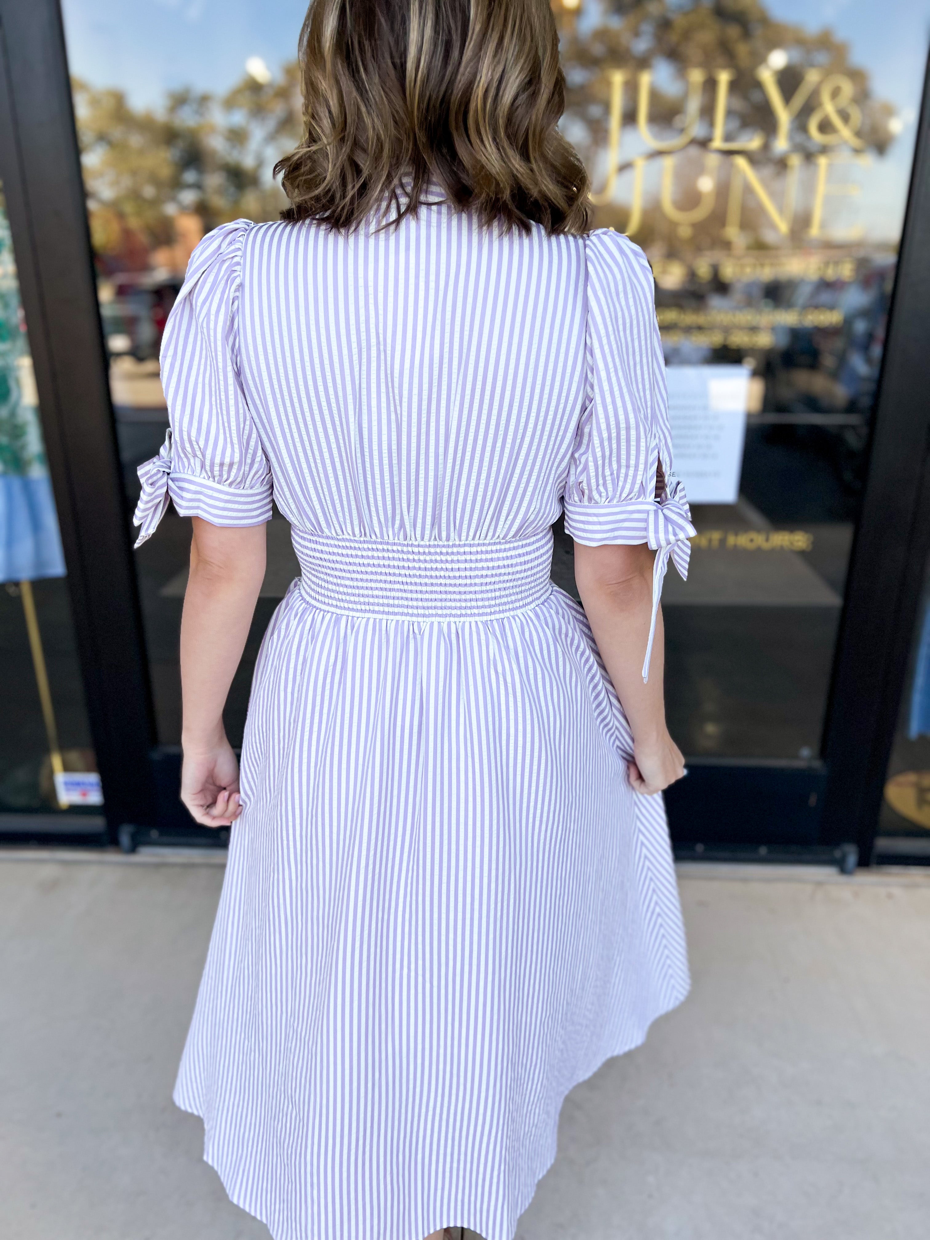 Springtime Sweetness Midi Dress - Lavender-500 Midi-ENTRO-July & June Women's Fashion Boutique Located in San Antonio, Texas