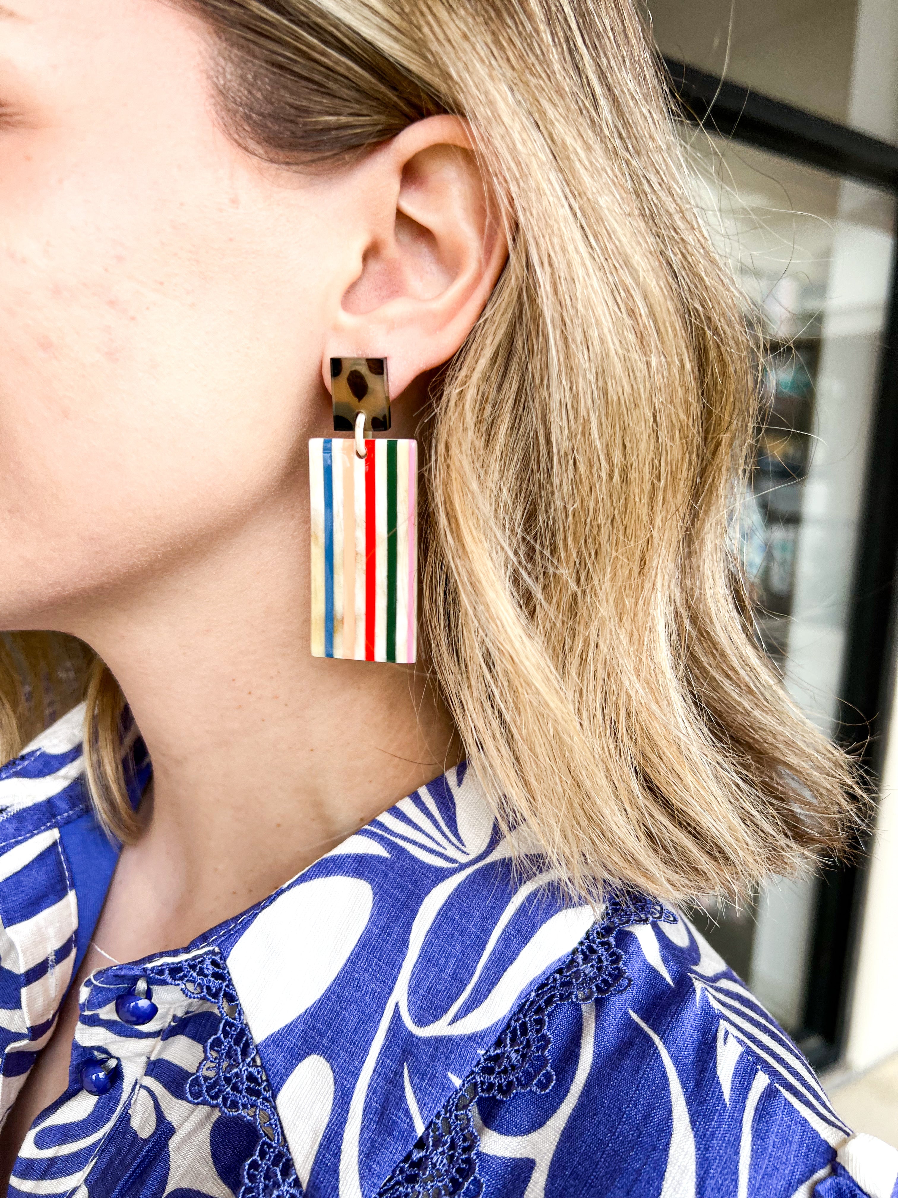 Sunshine Tienda - Color Striped Cabana Earrings-110 Jewelry & Hair-Sunshine Tienda-July & June Women's Fashion Boutique Located in San Antonio, Texas