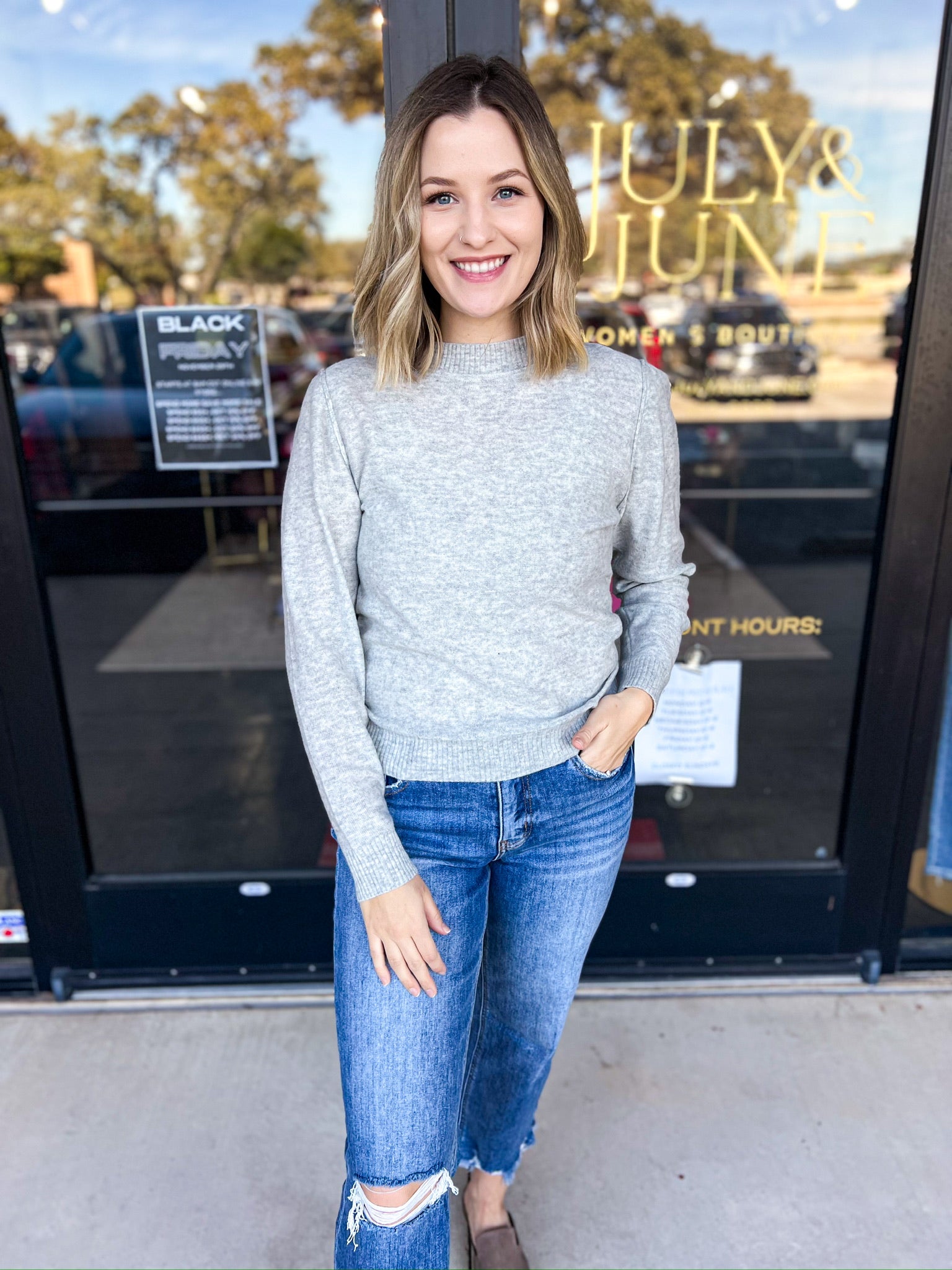 Heather Grey Ultra Soft Sweater-230 Sweaters/Cardis-FATE-July & June Women's Fashion Boutique Located in San Antonio, Texas