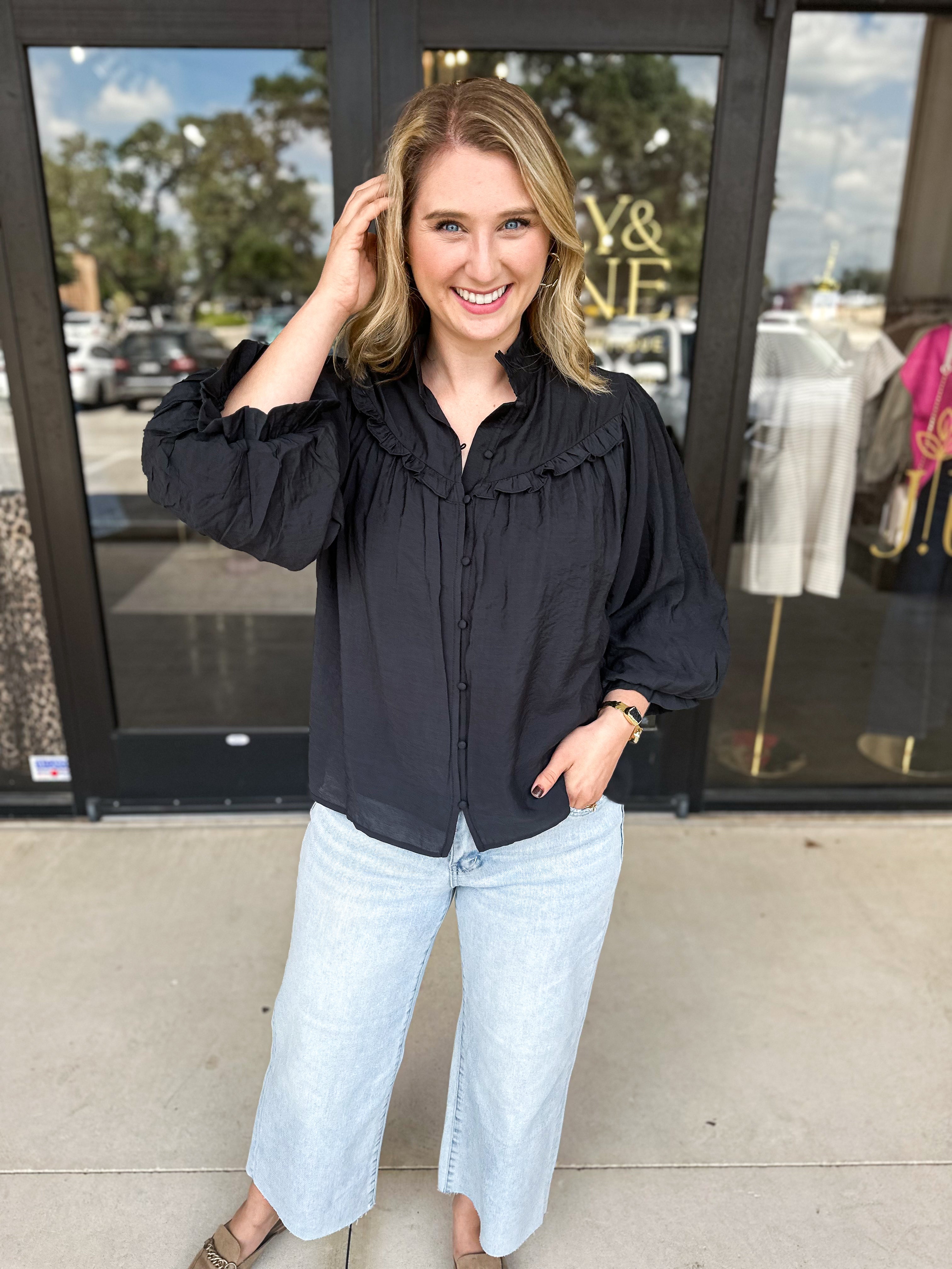 The Camille Blouse - Black-200 Fashion Blouses-FATE-July & June Women's Fashion Boutique Located in San Antonio, Texas