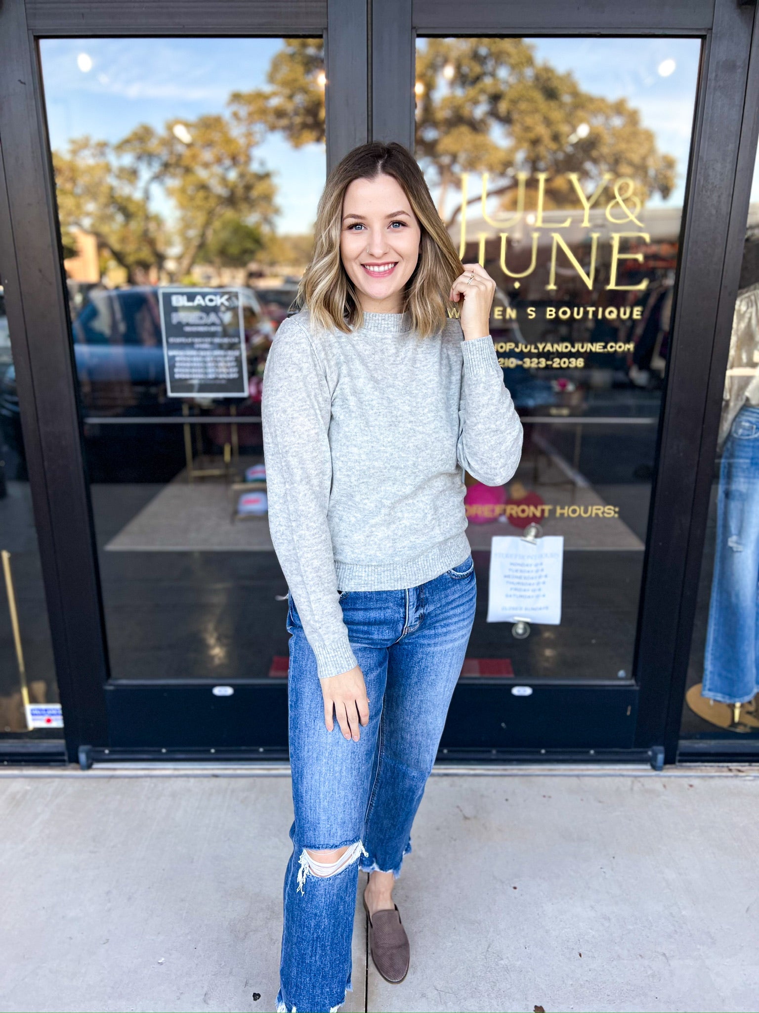 Heather Grey Ultra Soft Sweater-230 Sweaters/Cardis-FATE-July & June Women's Fashion Boutique Located in San Antonio, Texas