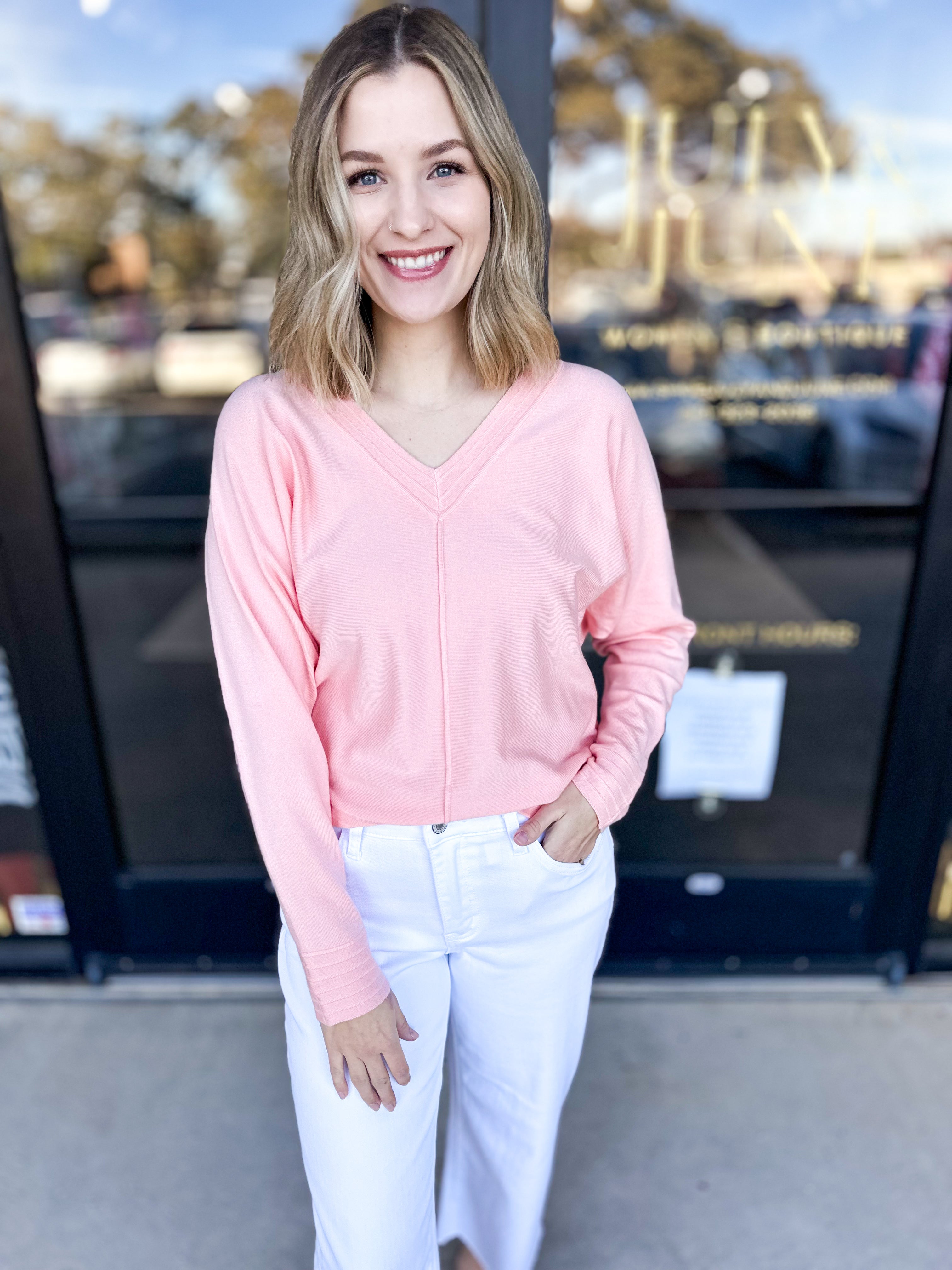 Shawn Comfy Top - Light Peach-210 Casual Blouses-ALLIE ROSE-July & June Women's Fashion Boutique Located in San Antonio, Texas