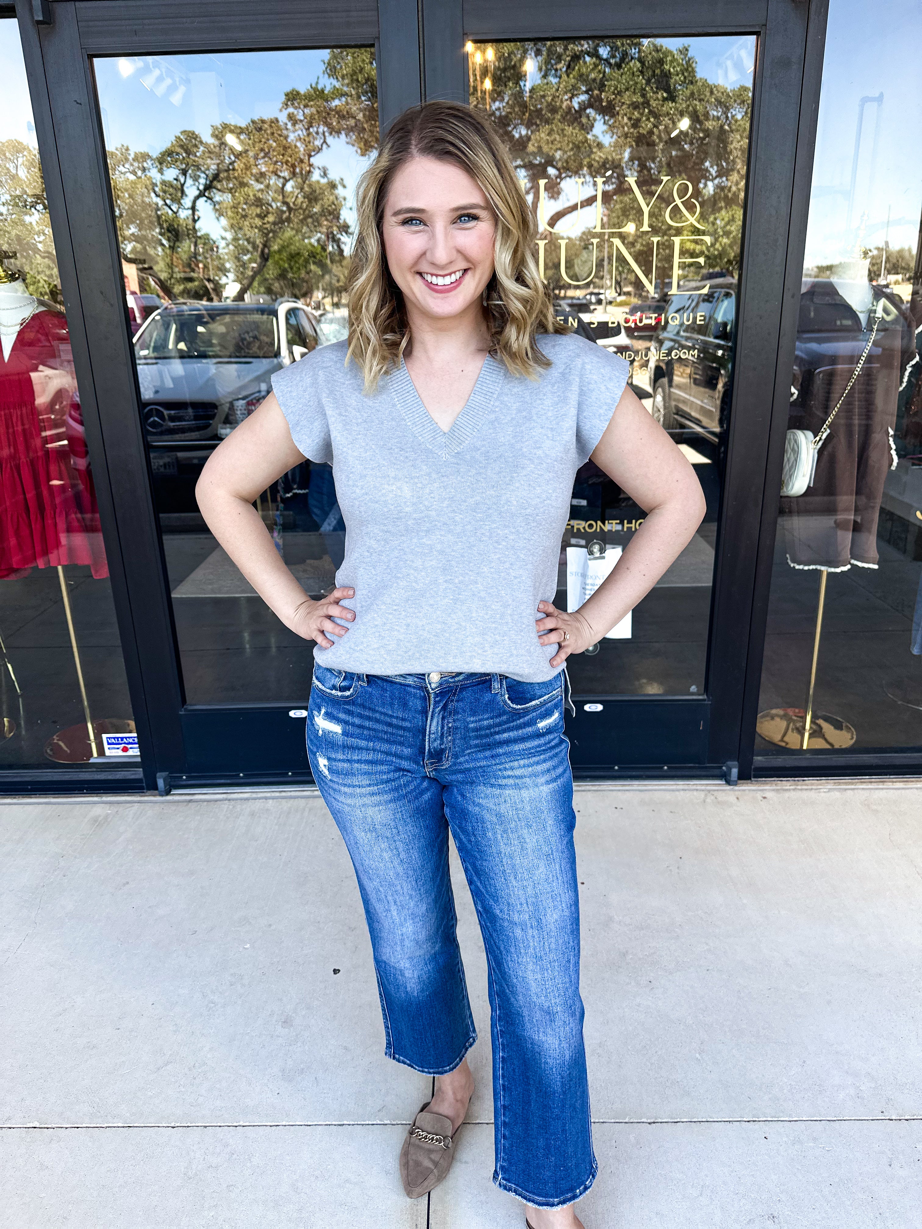 Softest Sweater Vest - Heather Grey-230 Sweaters/Cardis-PINCH-July & June Women's Fashion Boutique Located in San Antonio, Texas