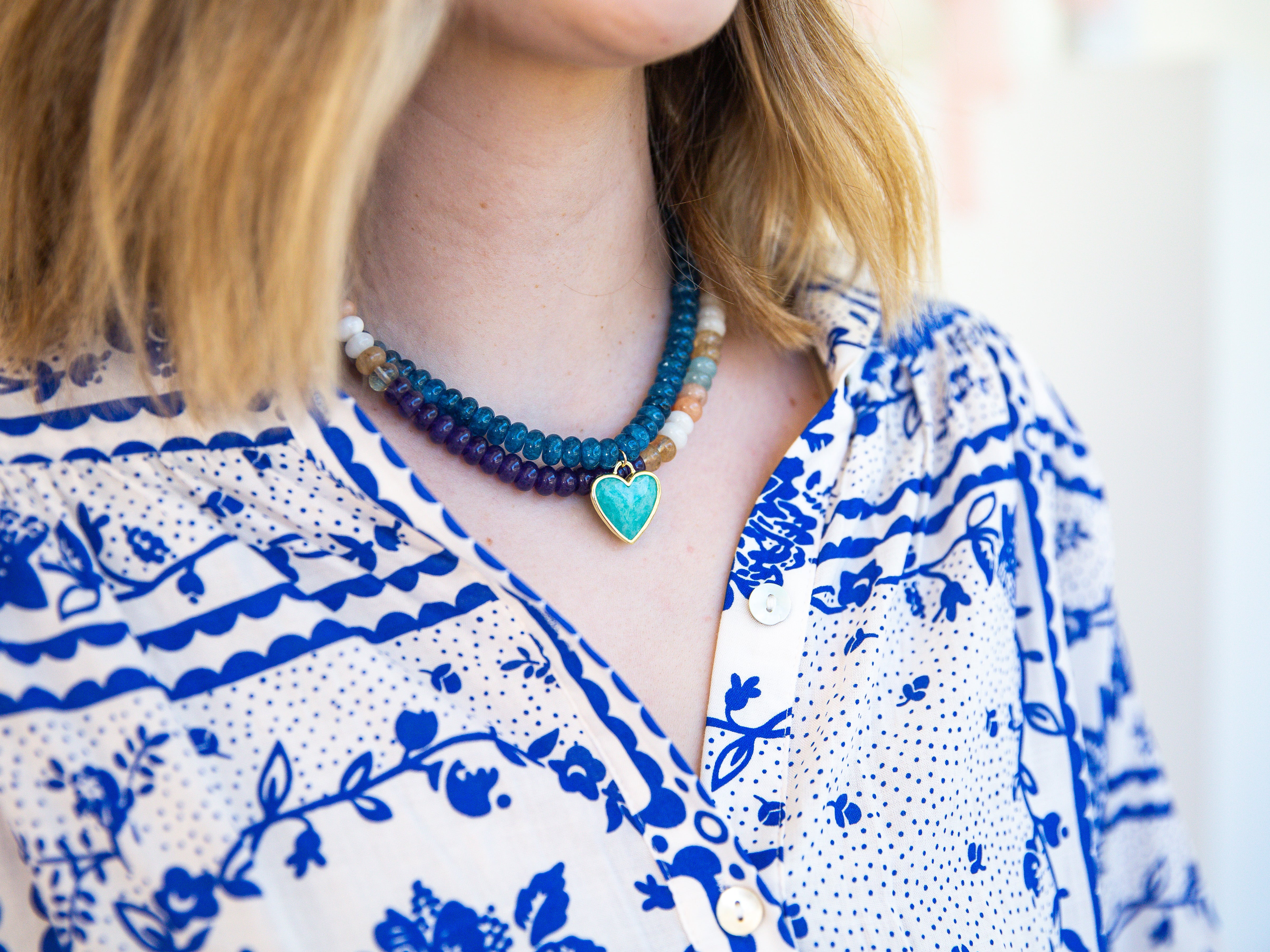 Caia Necklace - Ocean Jade with Amazonite-110 Jewelry & Hair-Jessica Matrasko Jewelry-July & June Women's Fashion Boutique Located in San Antonio, Texas